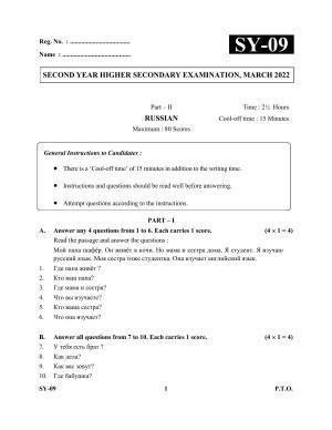 Kerala Plus Two Question Paper 2022 - Russian