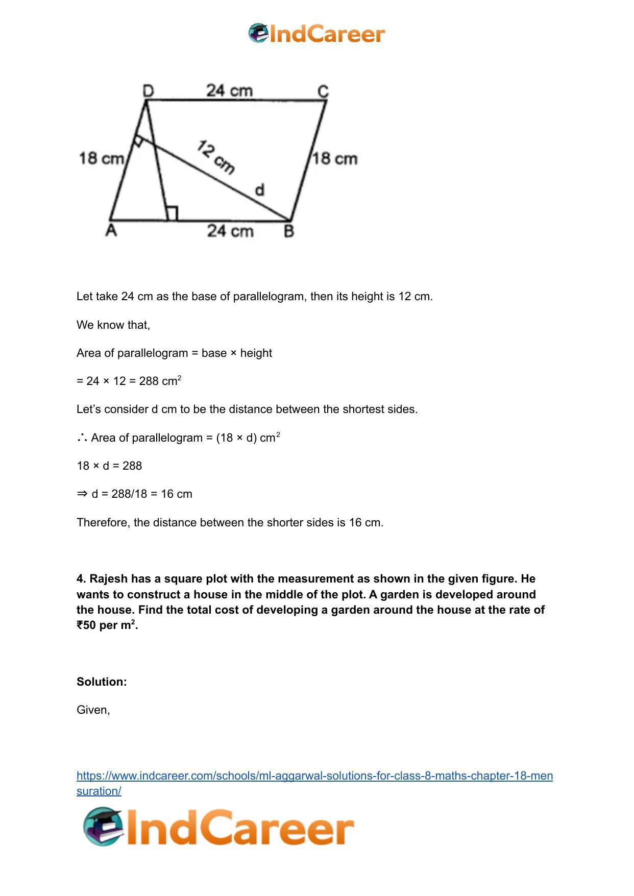 ML Aggarwal Solutions for Class 8 Maths Chapter 18- Mensuration - Page 4