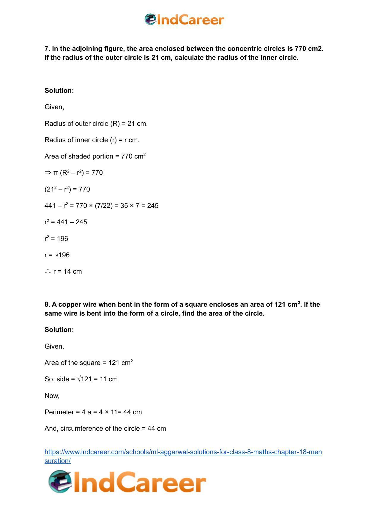 ML Aggarwal Solutions for Class 8 Maths Chapter 18- Mensuration - Page 7