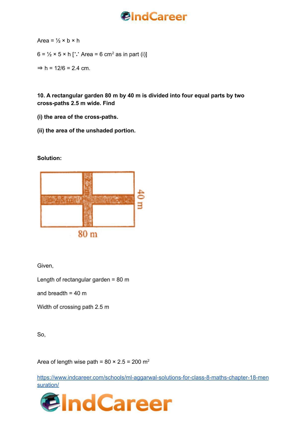 ML Aggarwal Solutions for Class 8 Maths Chapter 18- Mensuration - Page 9