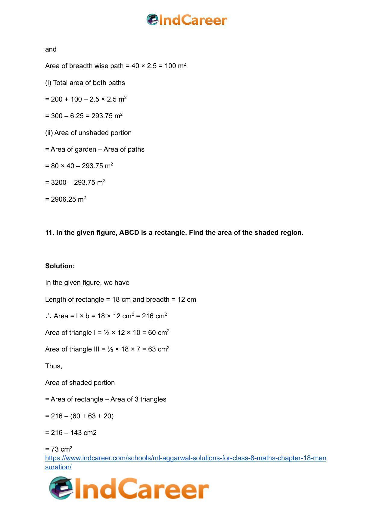 ML Aggarwal Solutions for Class 8 Maths Chapter 18- Mensuration - Page 10