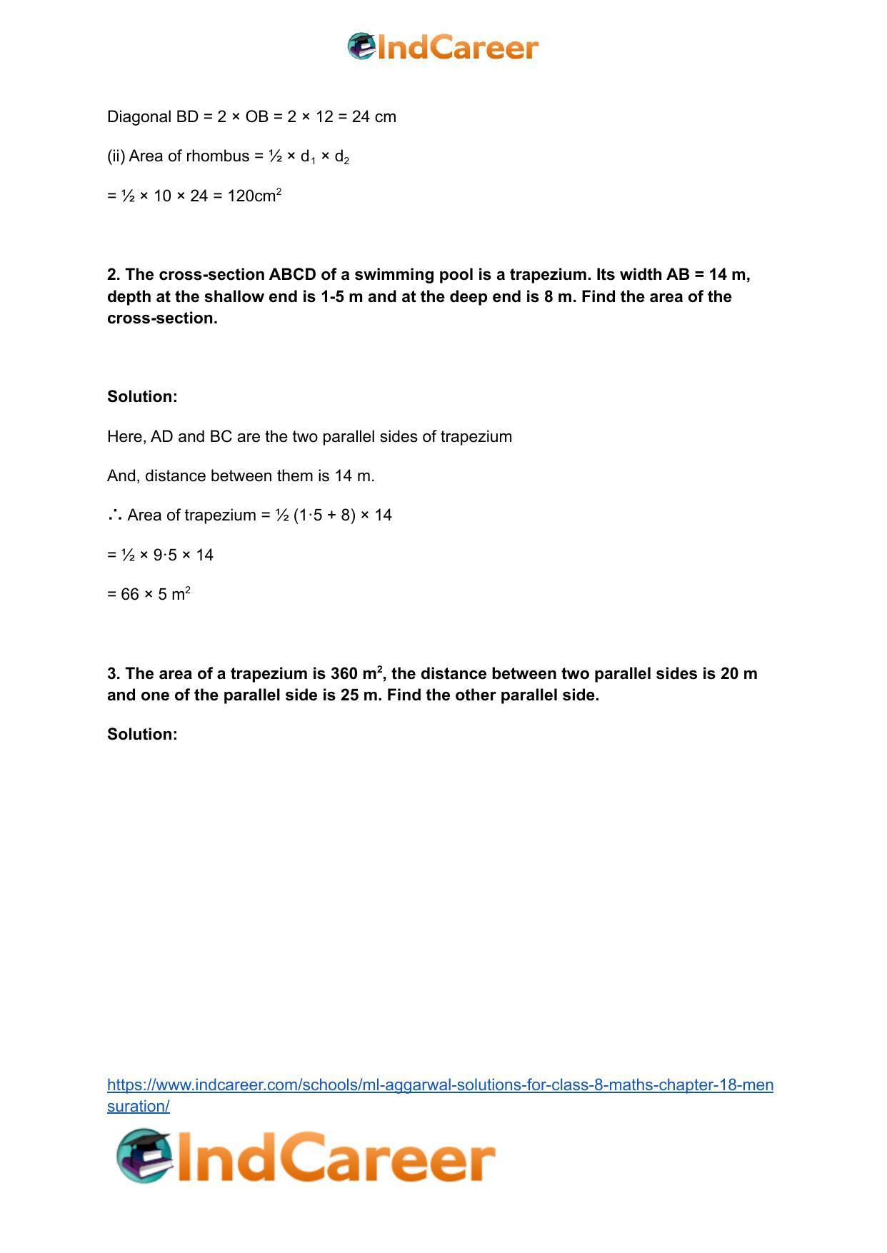 ML Aggarwal Solutions for Class 8 Maths Chapter 18- Mensuration - Page 14