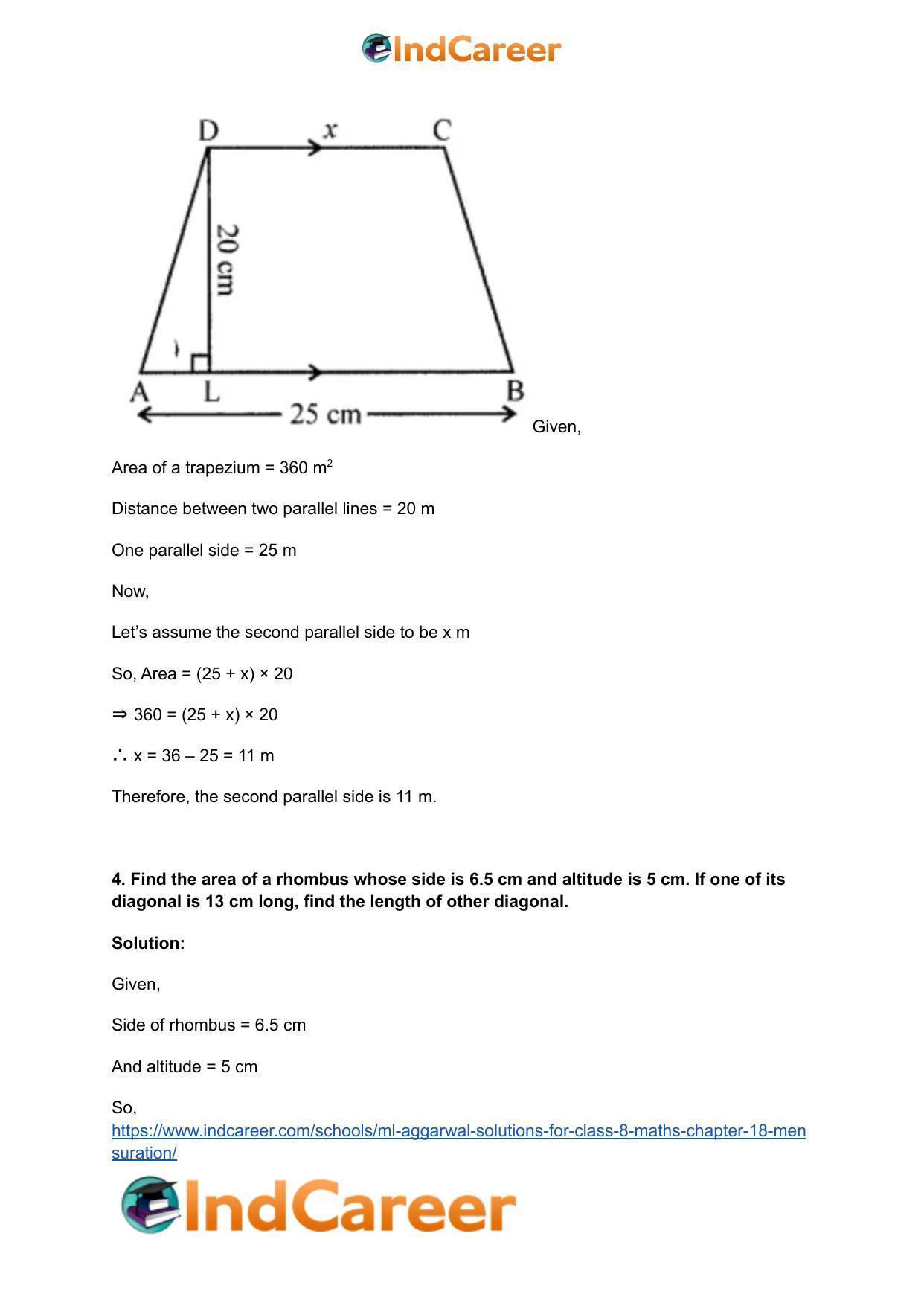 ML Aggarwal Solutions for Class 8 Maths Chapter 18- Mensuration - Page 15