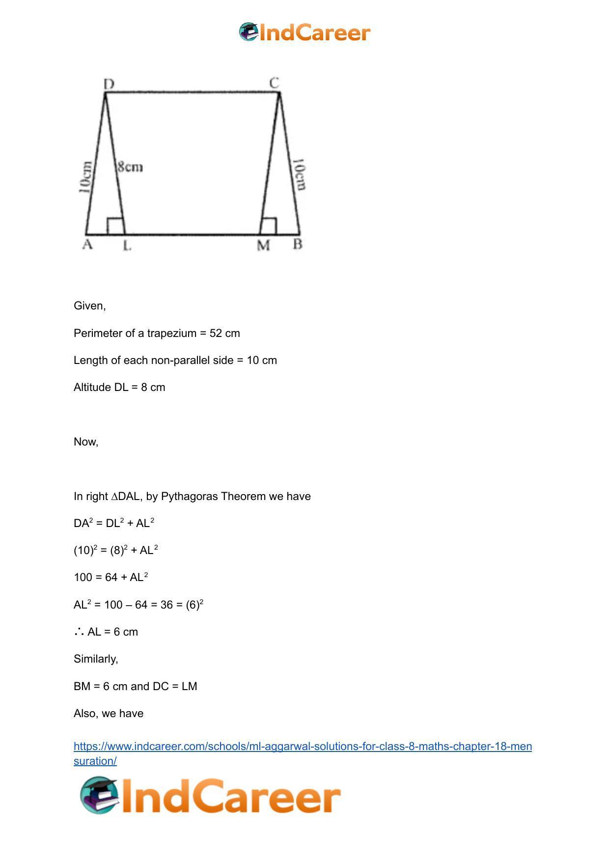 ML Aggarwal Solutions for Class 8 Maths Chapter 18- Mensuration - Page 18