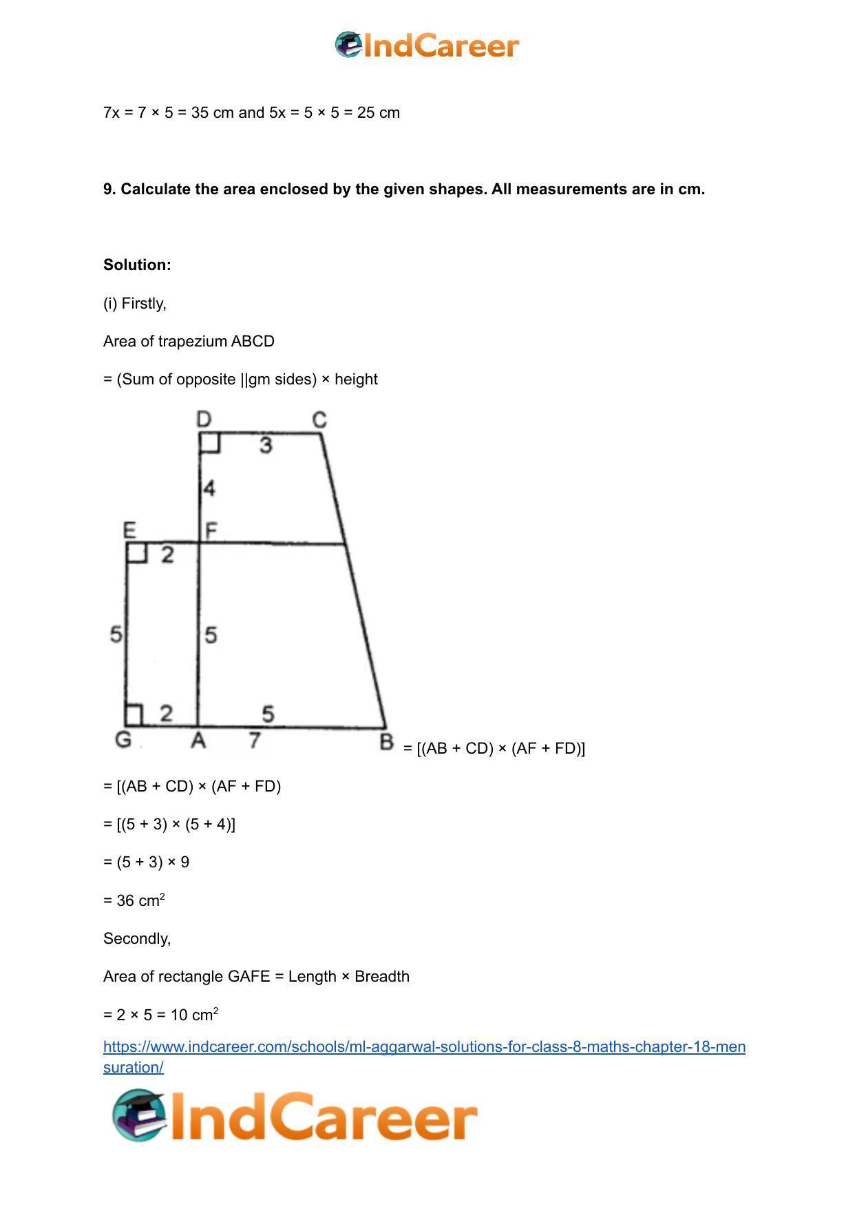 ML Aggarwal Solutions for Class 8 Maths Chapter 18- Mensuration - Page 20