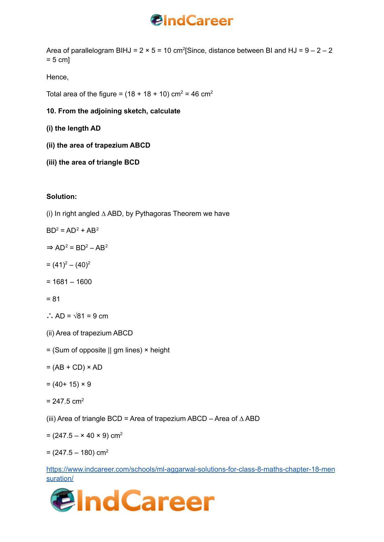 ML Aggarwal Solutions for Class 8 Maths Chapter 18- Mensuration - Page 22