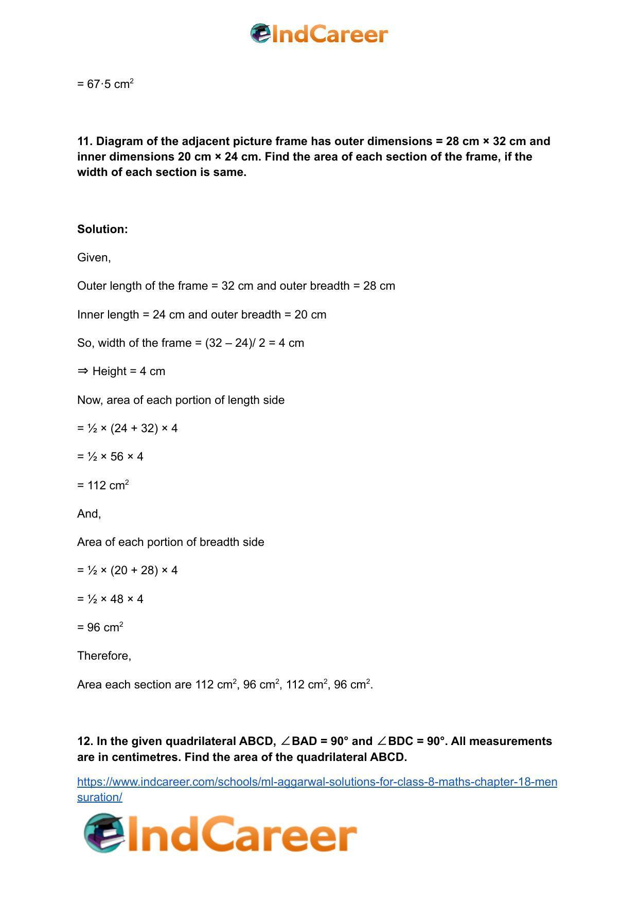 ML Aggarwal Solutions for Class 8 Maths Chapter 18- Mensuration - Page 23