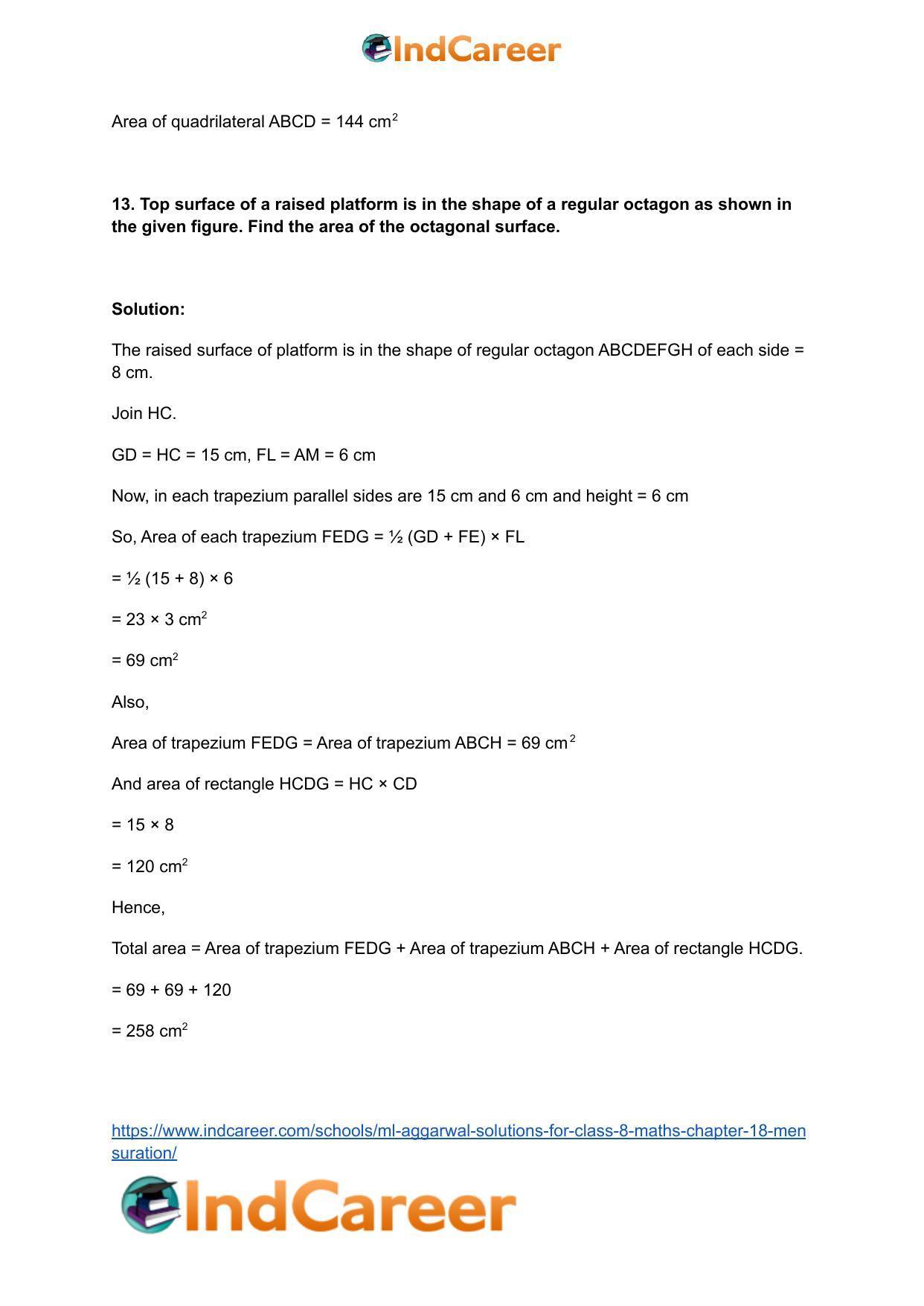 ML Aggarwal Solutions for Class 8 Maths Chapter 18- Mensuration - Page 25