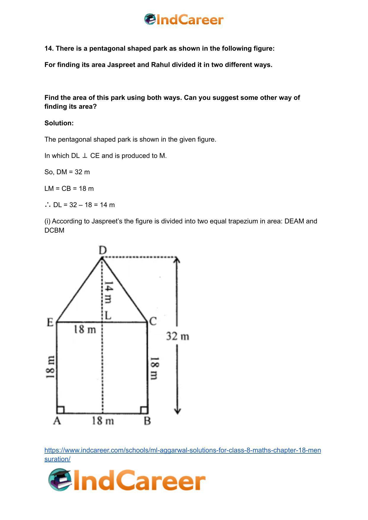 ML Aggarwal Solutions for Class 8 Maths Chapter 18- Mensuration - Page 26