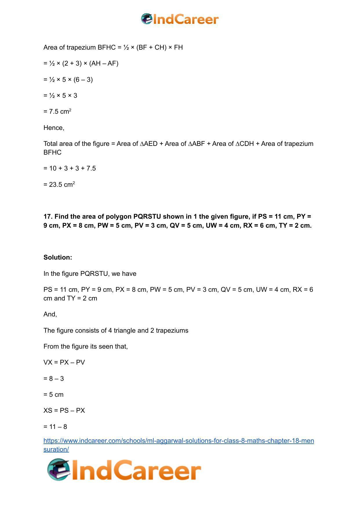 ML Aggarwal Solutions for Class 8 Maths Chapter 18- Mensuration - Page 31