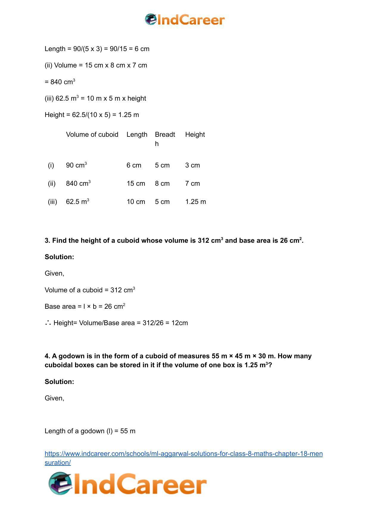 ML Aggarwal Solutions for Class 8 Maths Chapter 18- Mensuration - Page 34
