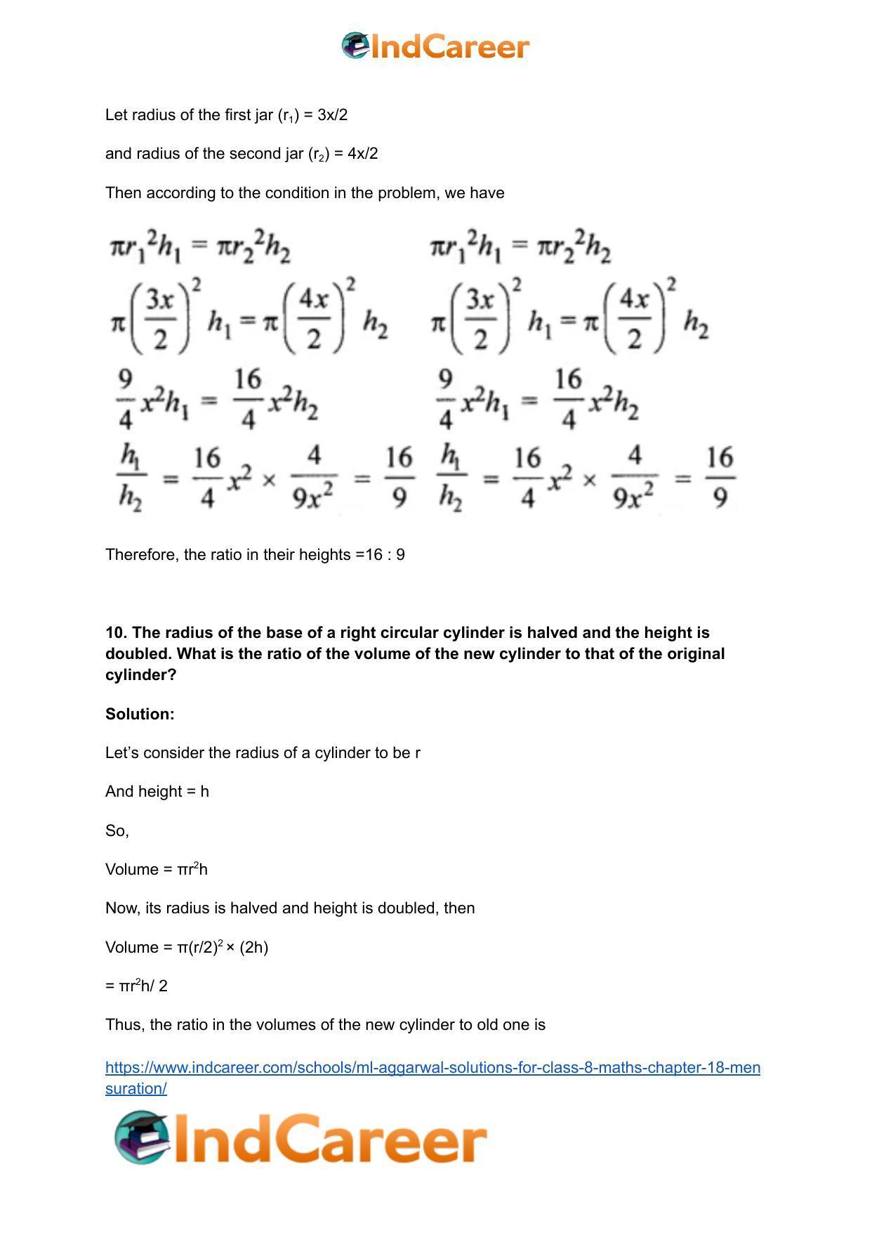 ML Aggarwal Solutions for Class 8 Maths Chapter 18- Mensuration - Page 38