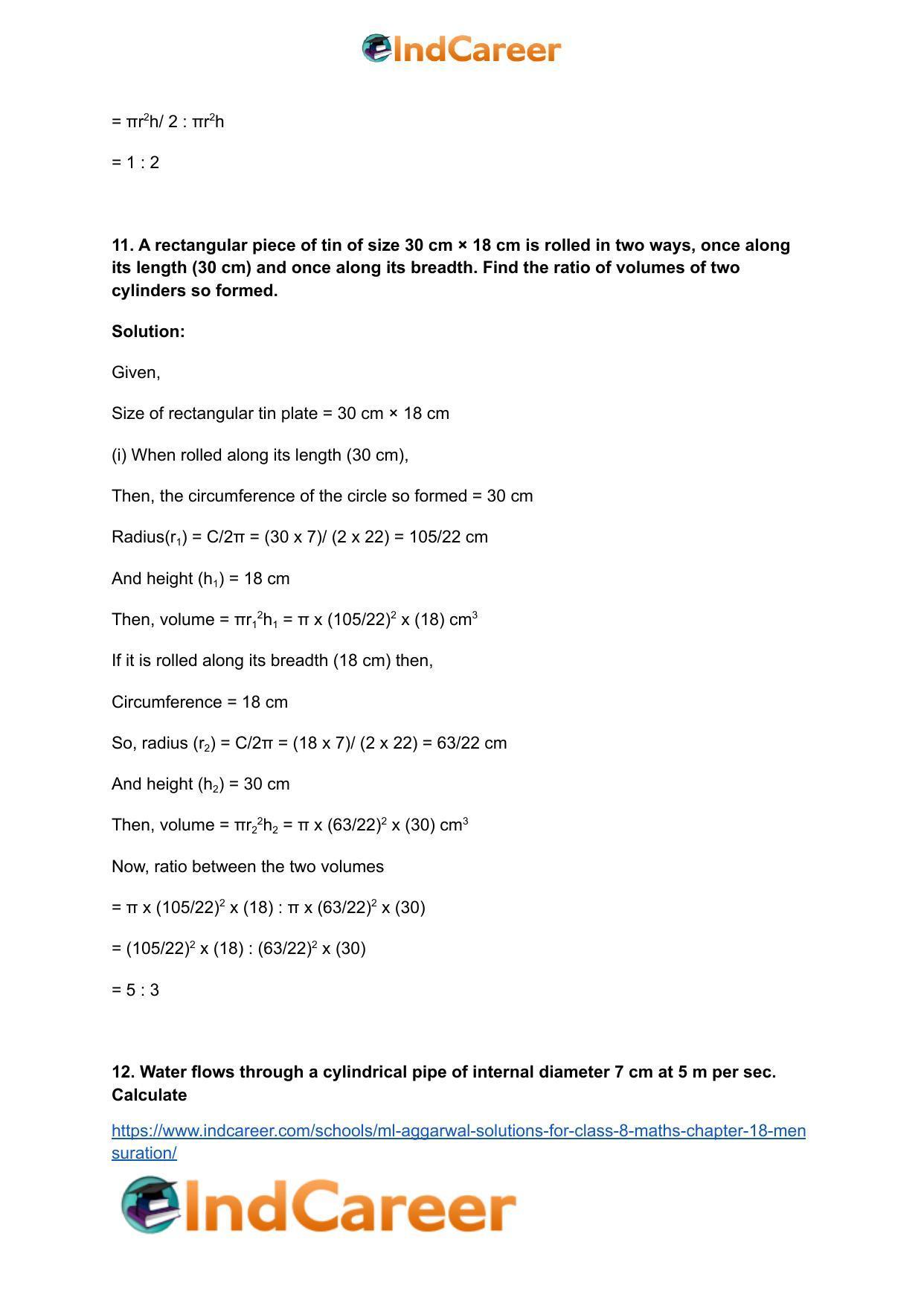 ML Aggarwal Solutions for Class 8 Maths Chapter 18- Mensuration - Page 39