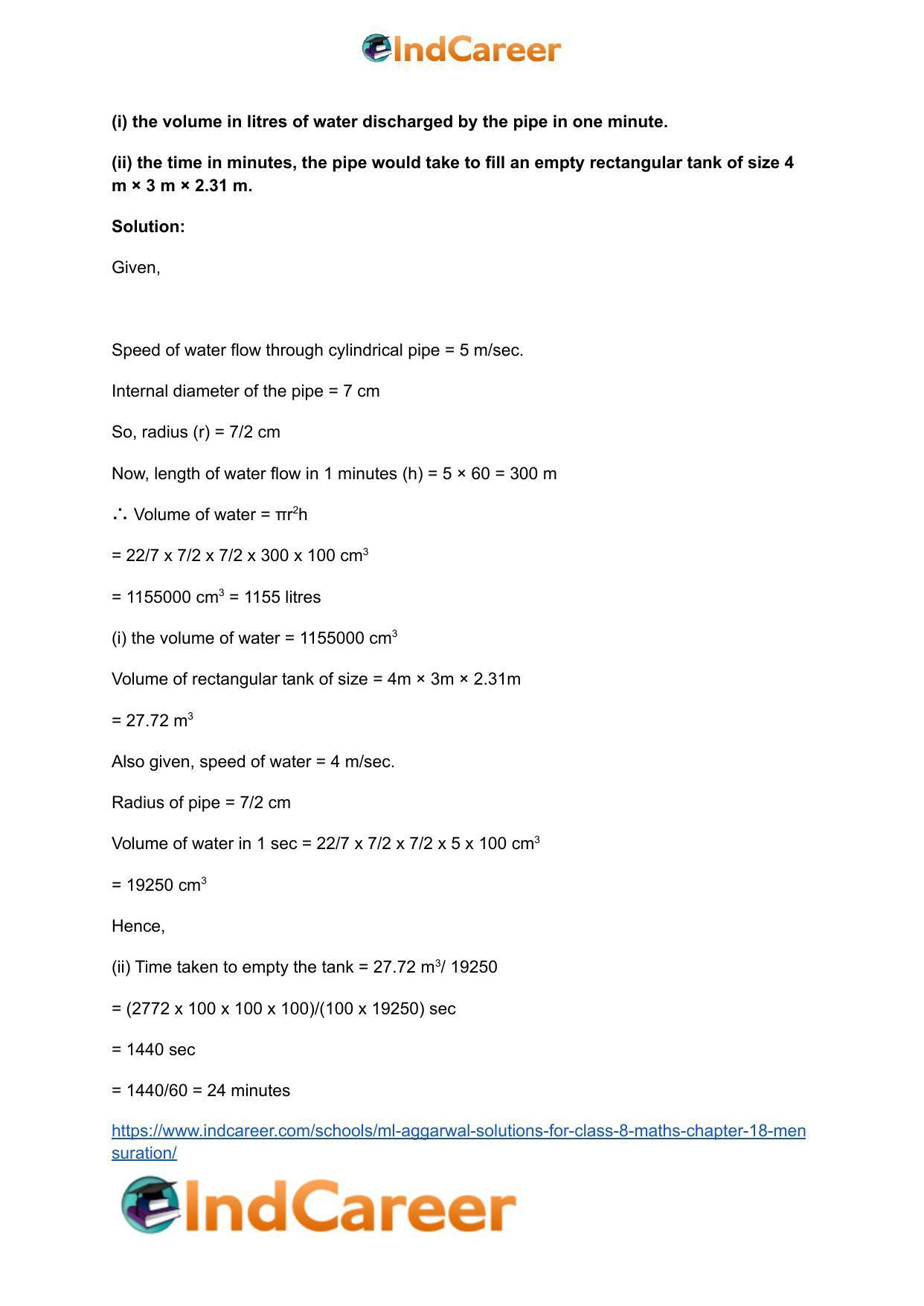 ML Aggarwal Solutions for Class 8 Maths Chapter 18- Mensuration - Page 40