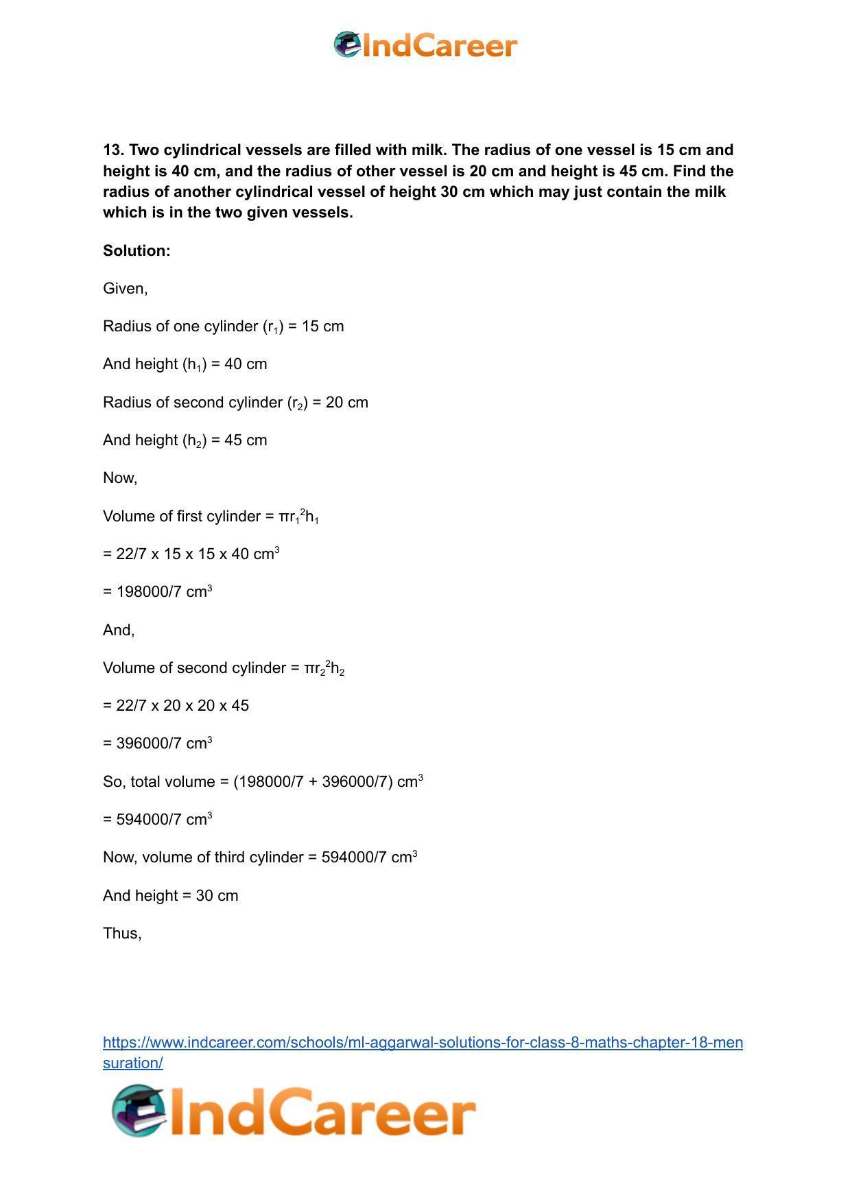 ML Aggarwal Solutions for Class 8 Maths Chapter 18- Mensuration - Page 41