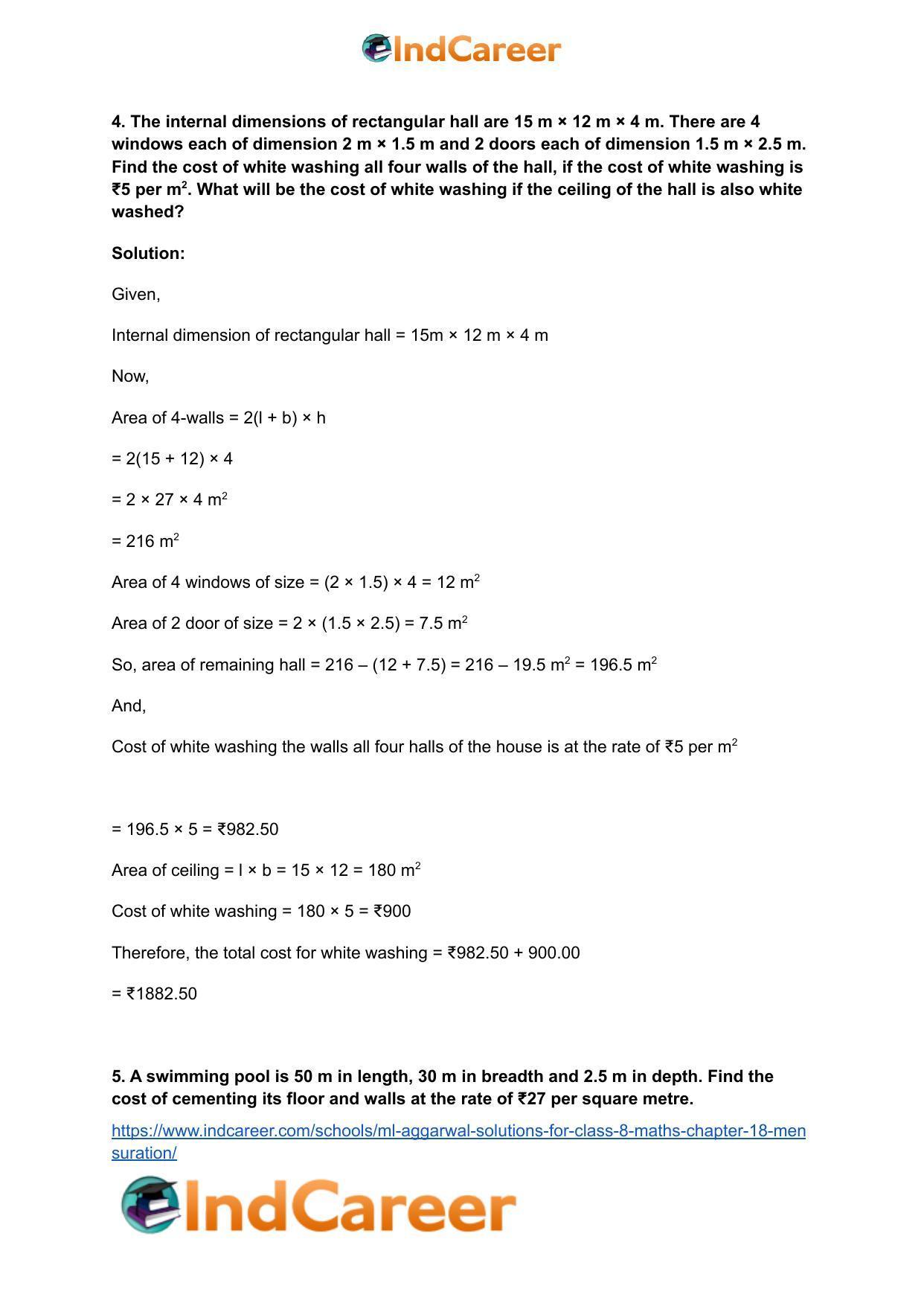 ML Aggarwal Solutions for Class 8 Maths Chapter 18- Mensuration - Page 46