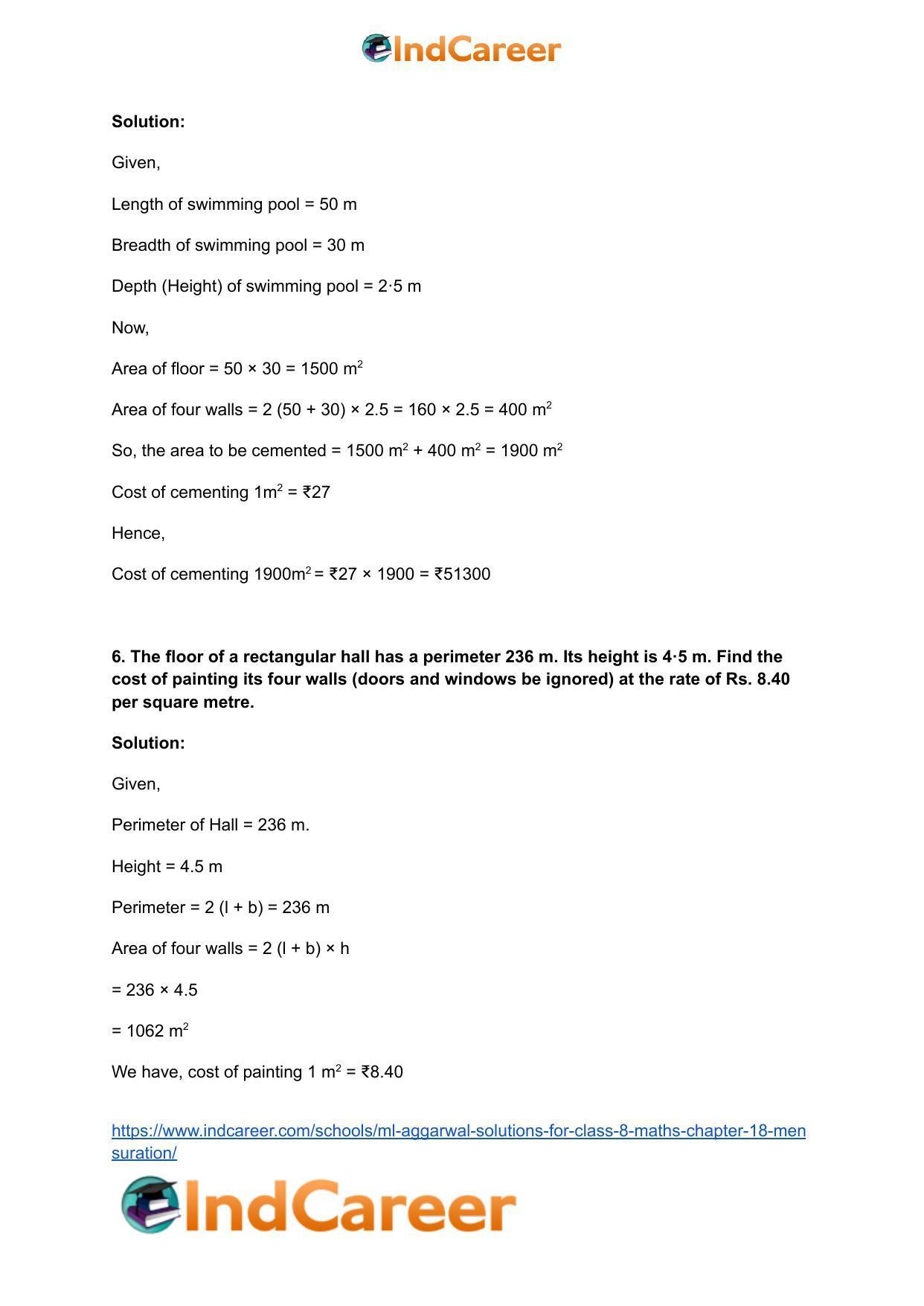 ML Aggarwal Solutions for Class 8 Maths Chapter 18- Mensuration - Page 47