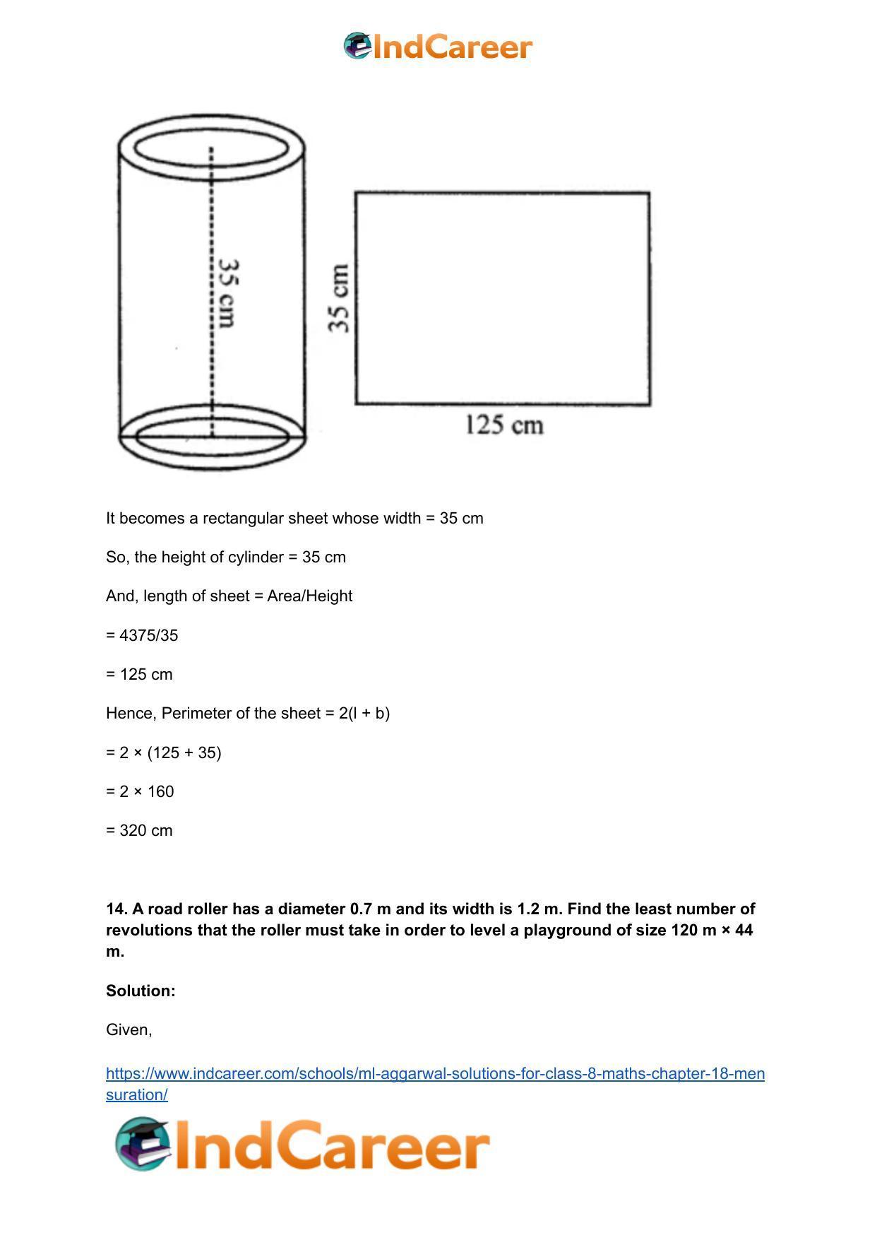 ML Aggarwal Solutions for Class 8 Maths Chapter 18- Mensuration - Page 53