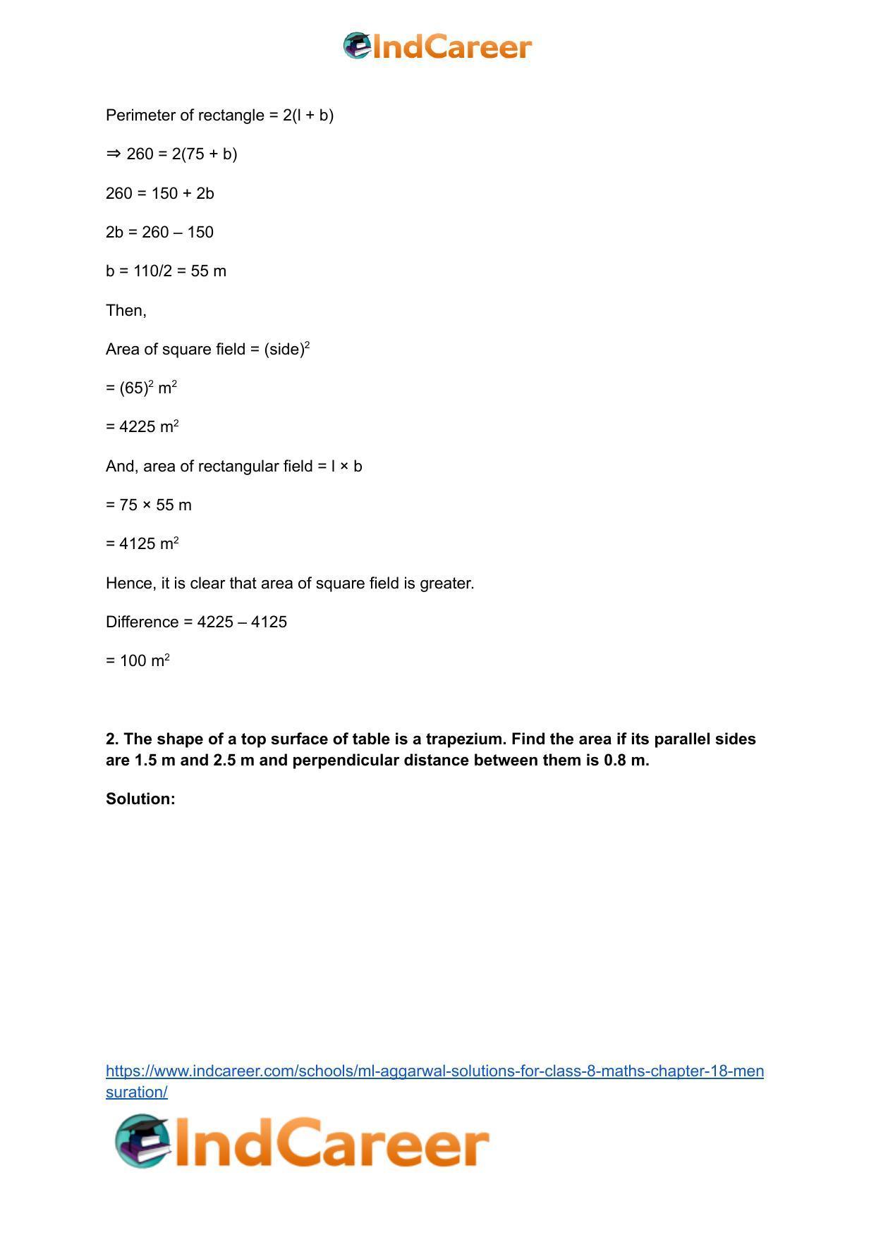 ML Aggarwal Solutions for Class 8 Maths Chapter 18- Mensuration - Page 58