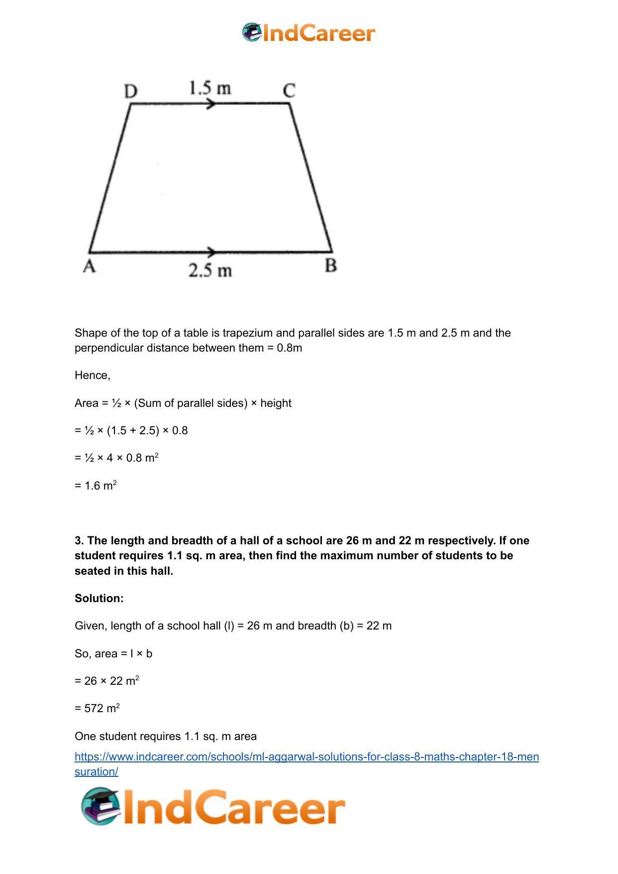 ML Aggarwal Solutions for Class 8 Maths Chapter 18- Mensuration - Page 59