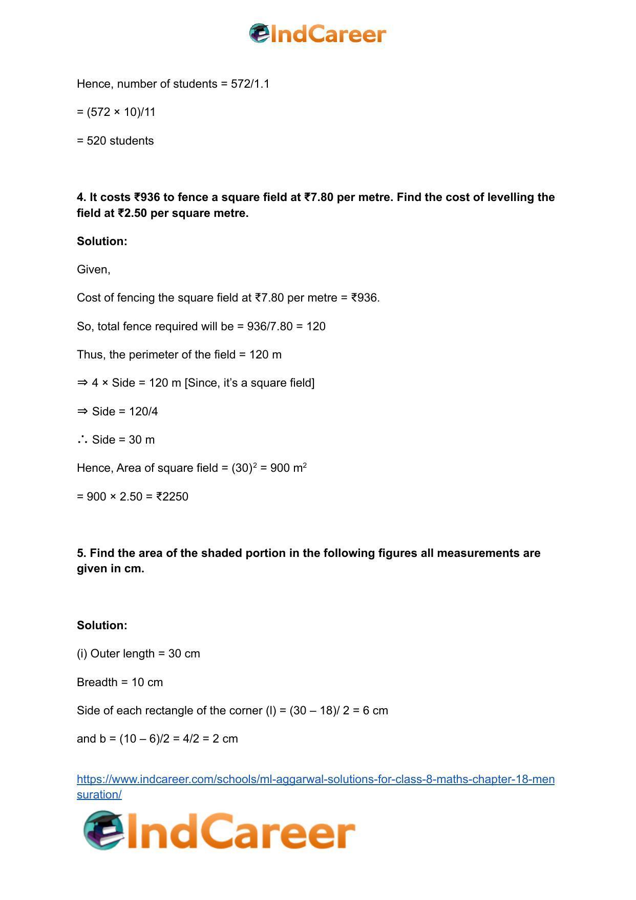 ML Aggarwal Solutions for Class 8 Maths Chapter 18- Mensuration - Page 60