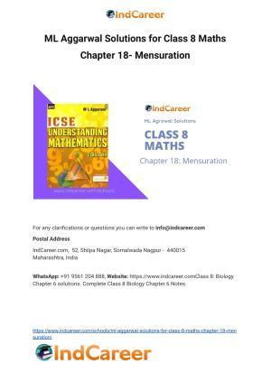 ML Aggarwal Solutions for Class 8 Maths Chapter 18- Mensuration