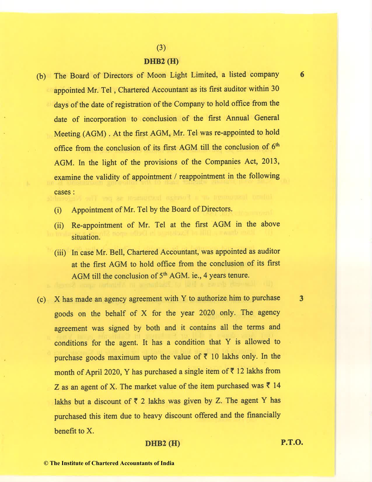 CA Inter Nov 2020 Question Paper - Paper 2 – Corporate and Other Laws - Page 3