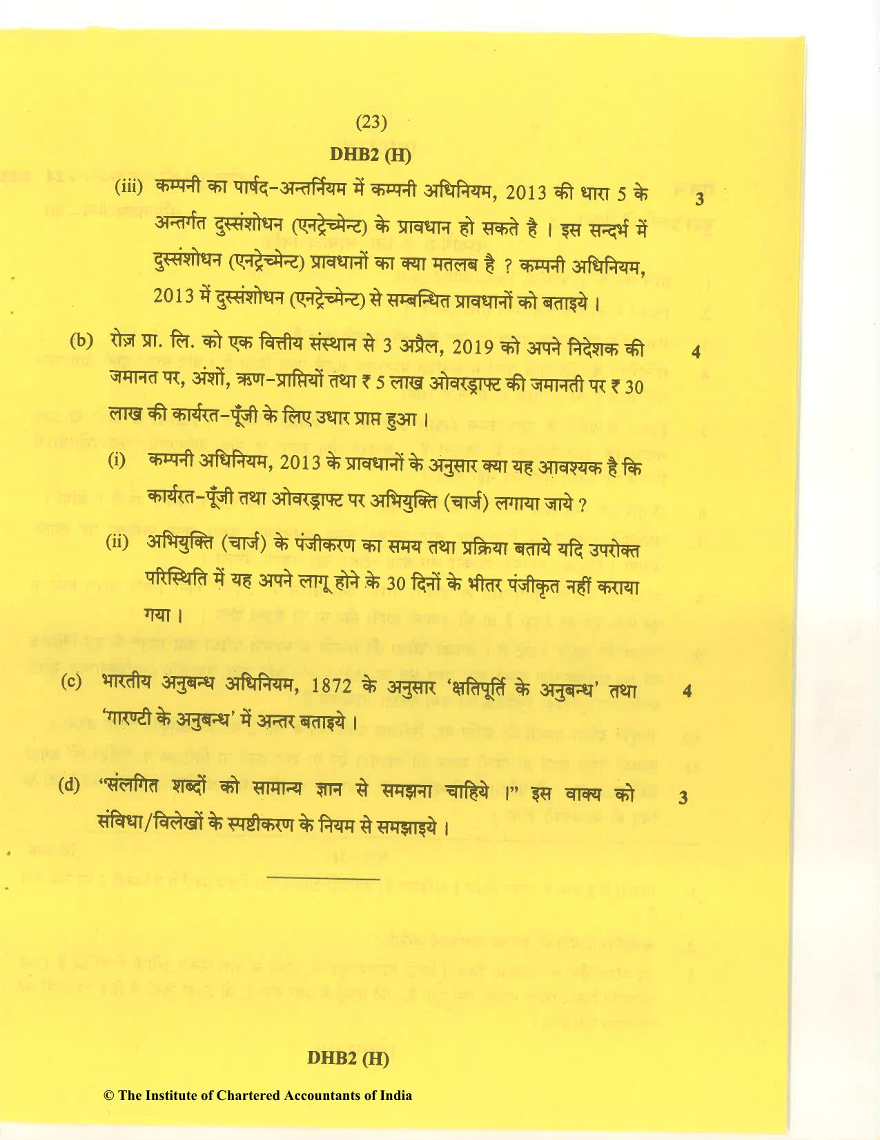 CA Inter Nov 2020 Question Paper - Paper 2 – Corporate and Other Laws - Page 23