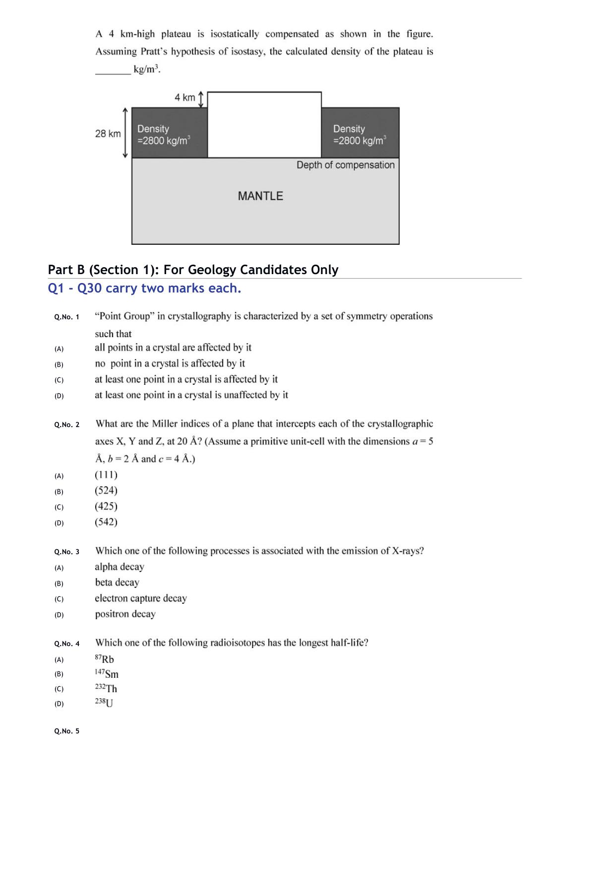 GATE 2020 Geology and Geophysics (GG) Question Paper - Page 7
