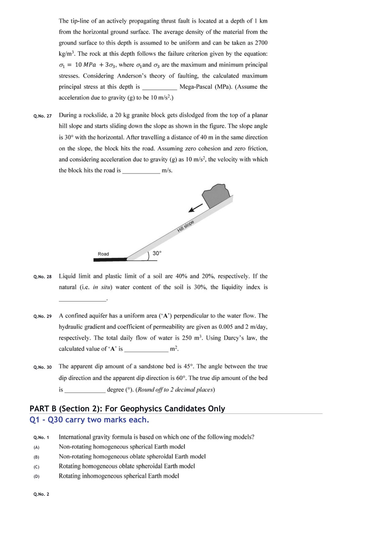GATE 2020 Geology and Geophysics (GG) Question Paper - Page 12