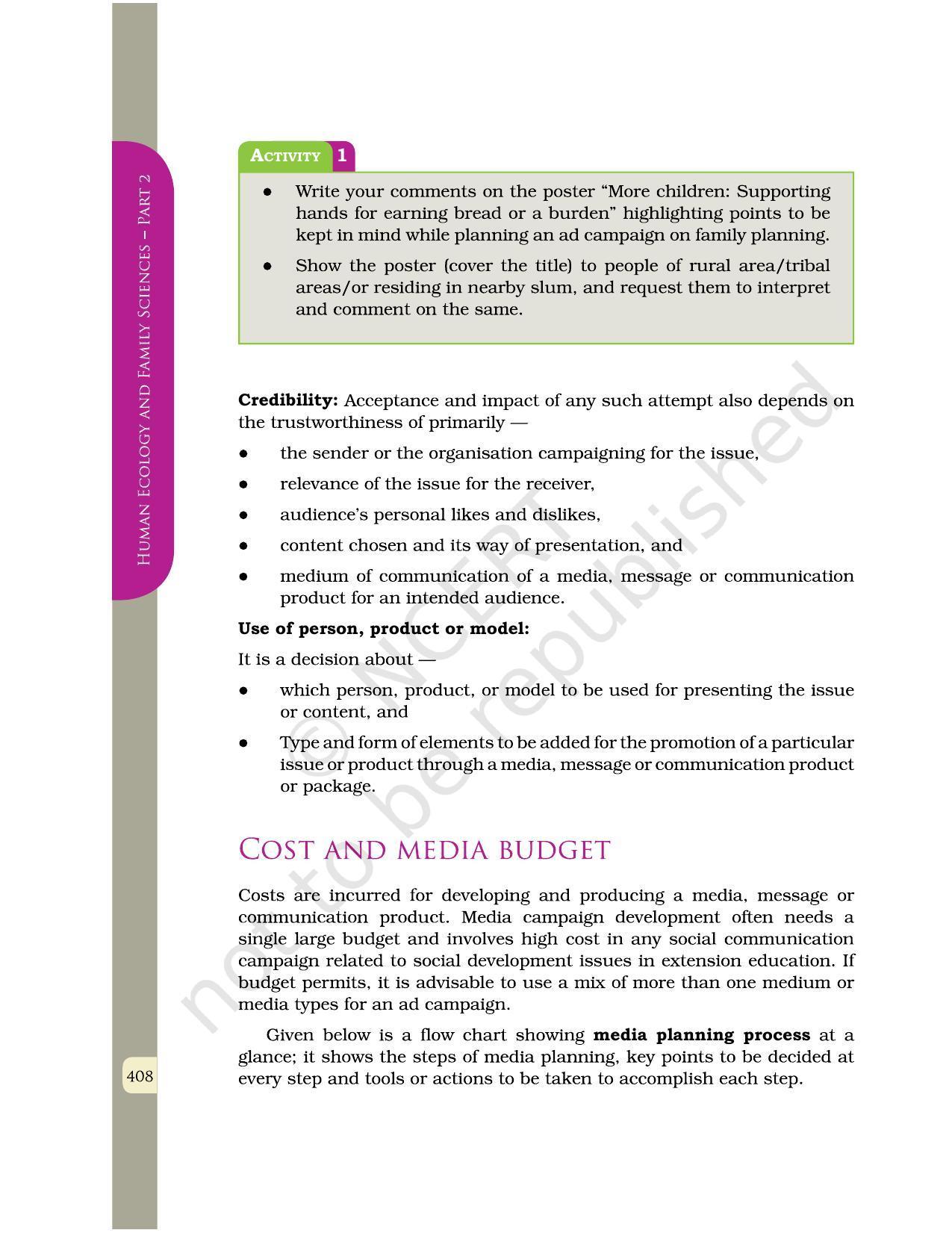 NCERT Book for Class 12 Home Science (Part -II) Chapter 23 Media Management, Design, and Production - Page 7
