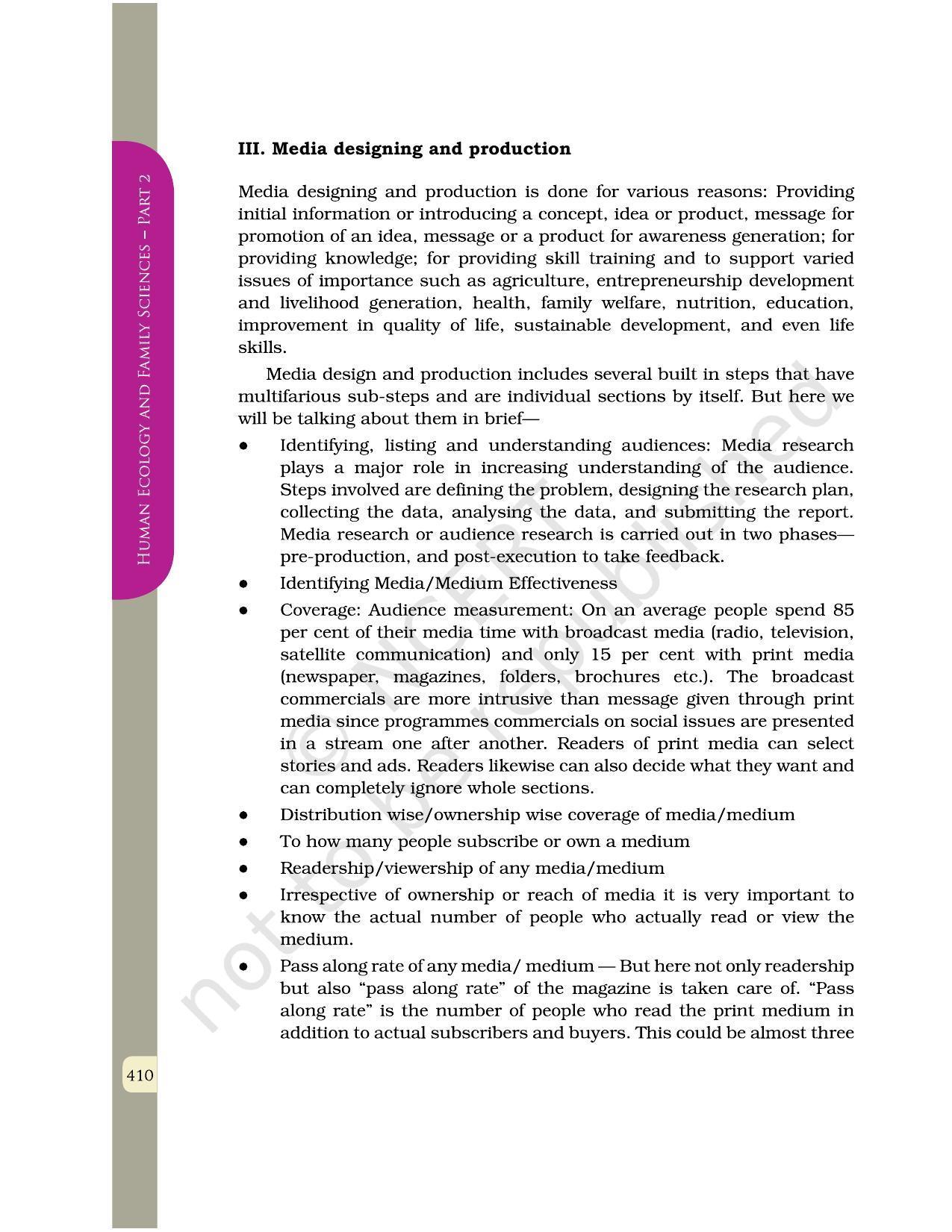 NCERT Book for Class 12 Home Science (Part -II) Chapter 23 Media Management, Design, and Production - Page 9