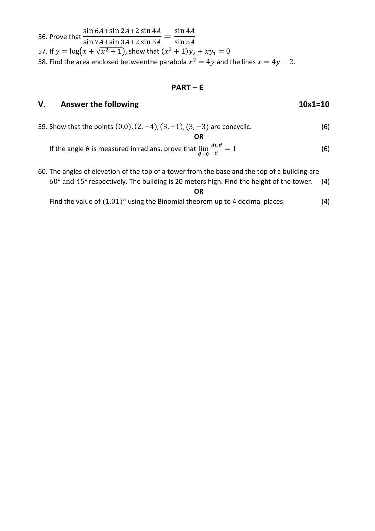 Karnataka II PUC Basic Mathematics Model Question Paper 2023 - Page 5