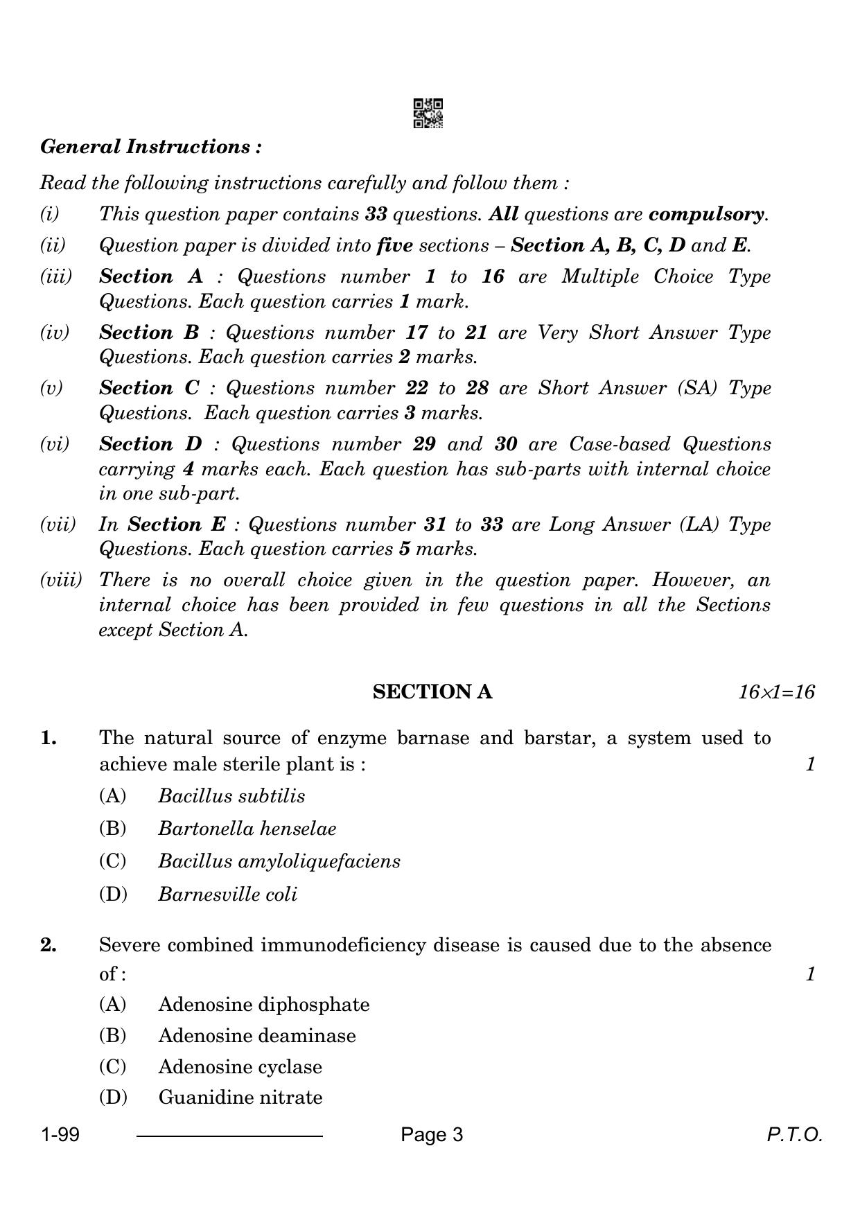 CBSE Class 12 Biotechnology 2024 Question Paper - Page 3