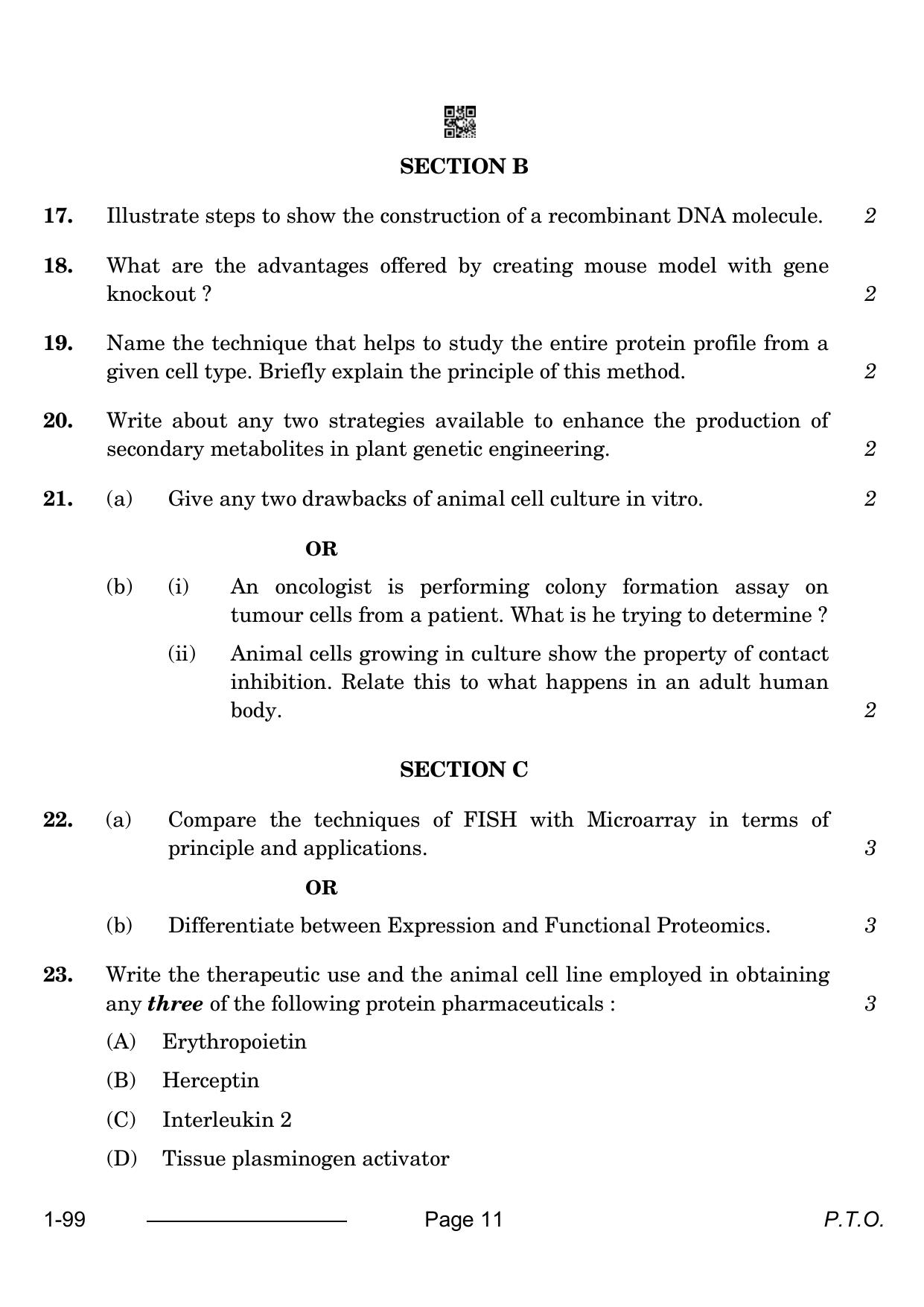 CBSE Class 12 Biotechnology 2024 Question Paper - Page 11