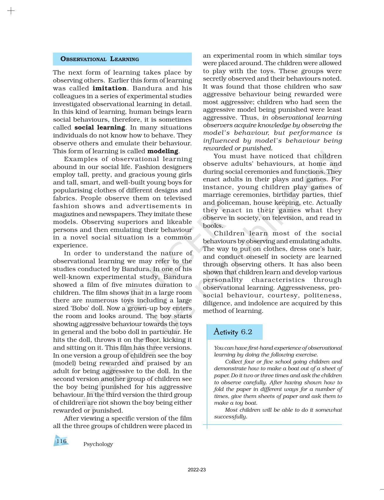 NCERT Book for Class 11 Psychology Chapter 6 Learning - Page 10