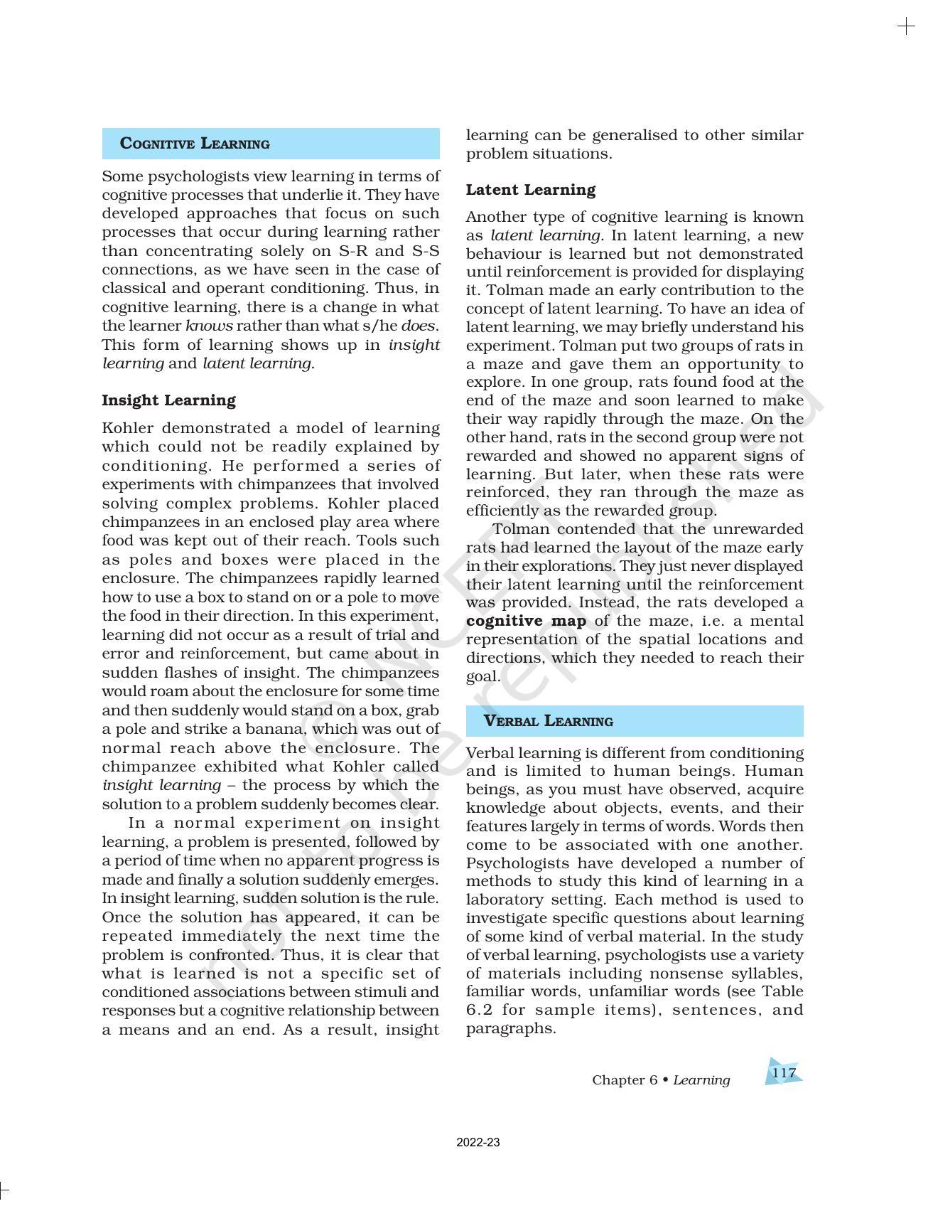 NCERT Book for Class 11 Psychology Chapter 6 Learning - Page 11