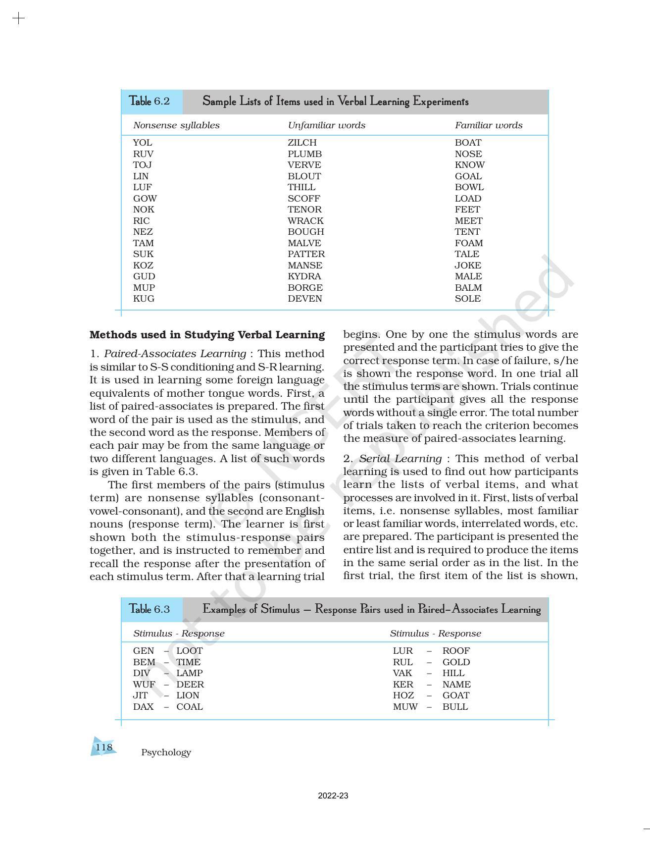 NCERT Book for Class 11 Psychology Chapter 6 Learning - Page 12