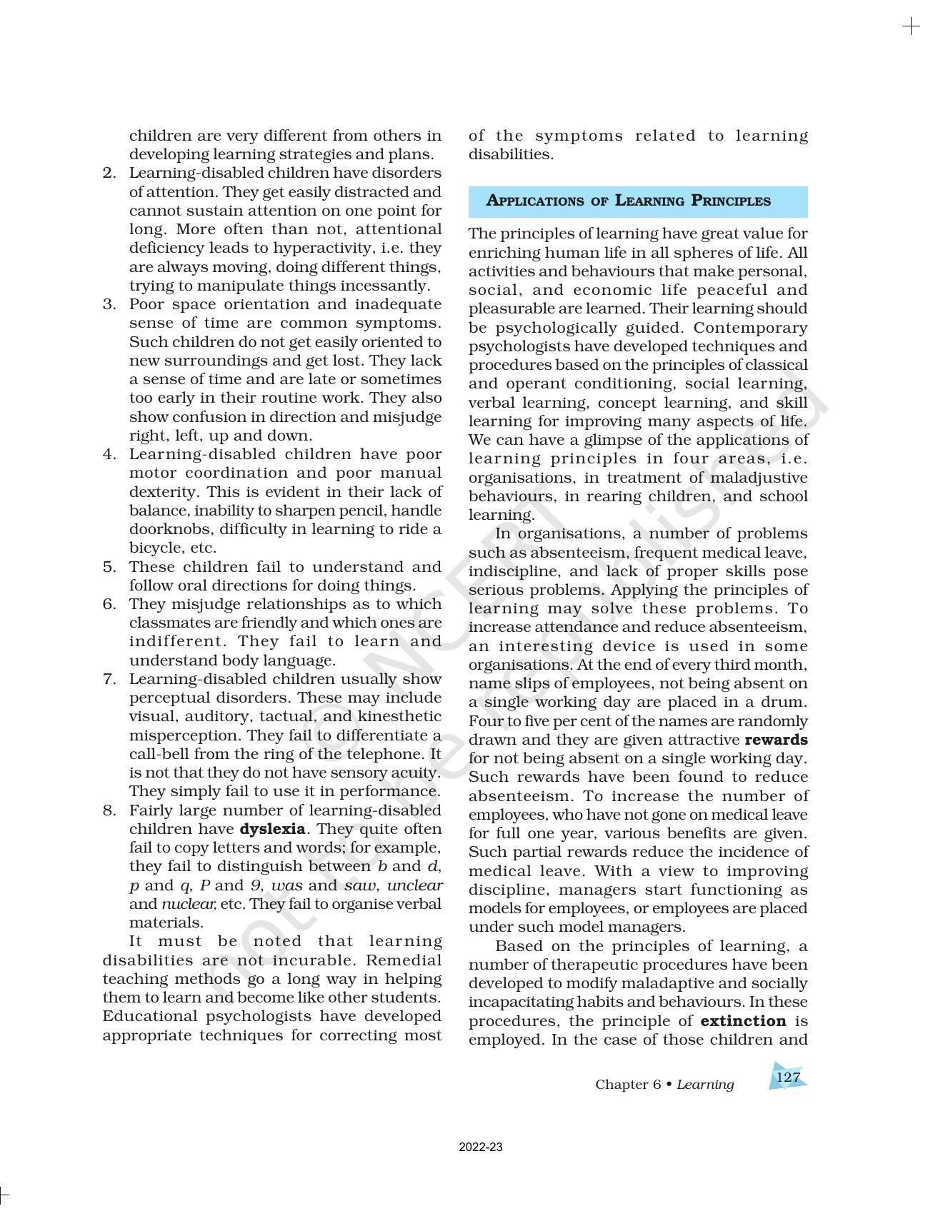 NCERT Book for Class 11 Psychology Chapter 6 Learning - Page 21