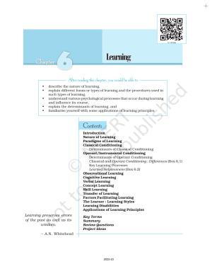 NCERT Book for Class 11 Psychology Chapter 6 Learning