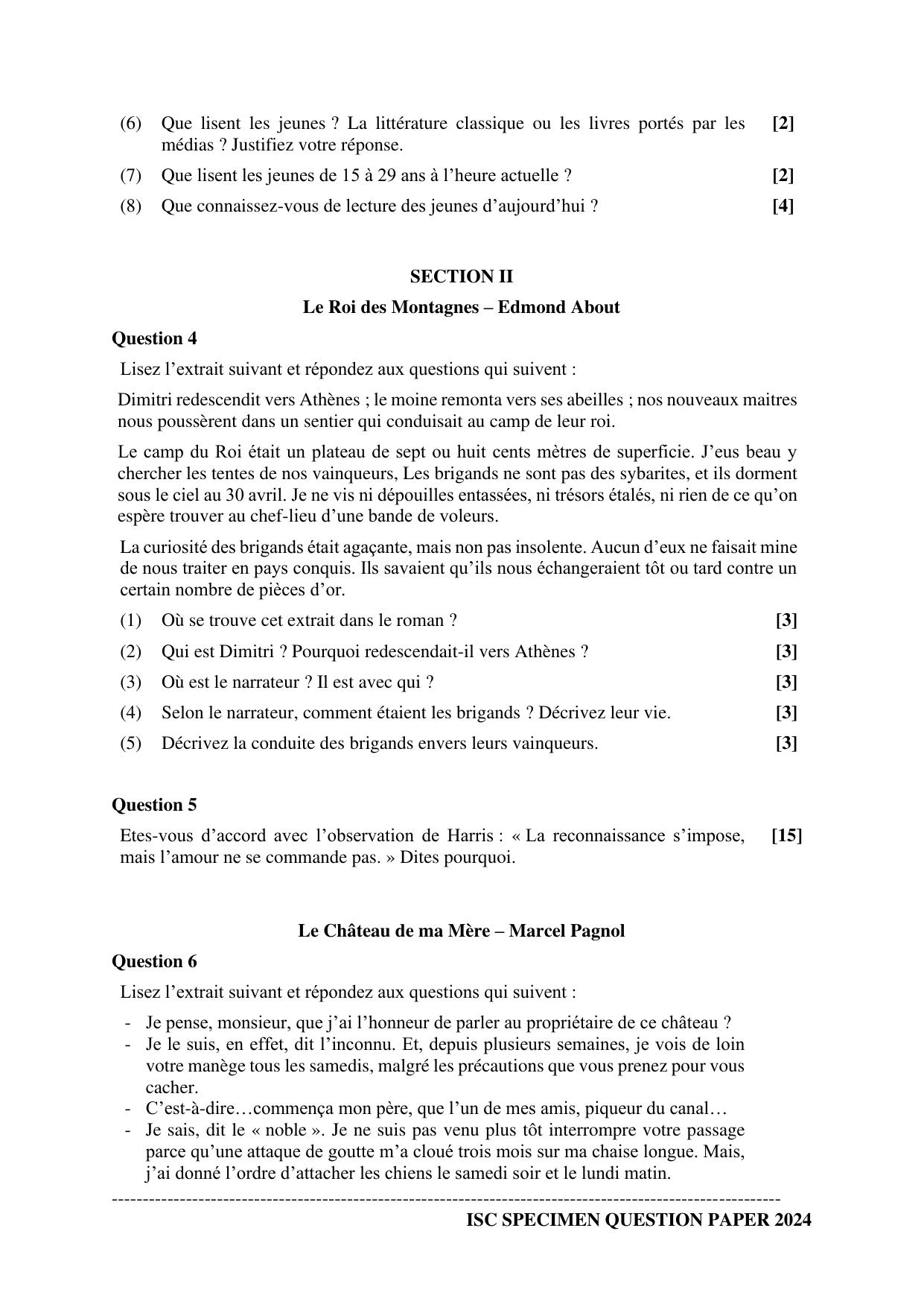 ISC Class 12 2024 FRENCH Sample Paper - Page 3