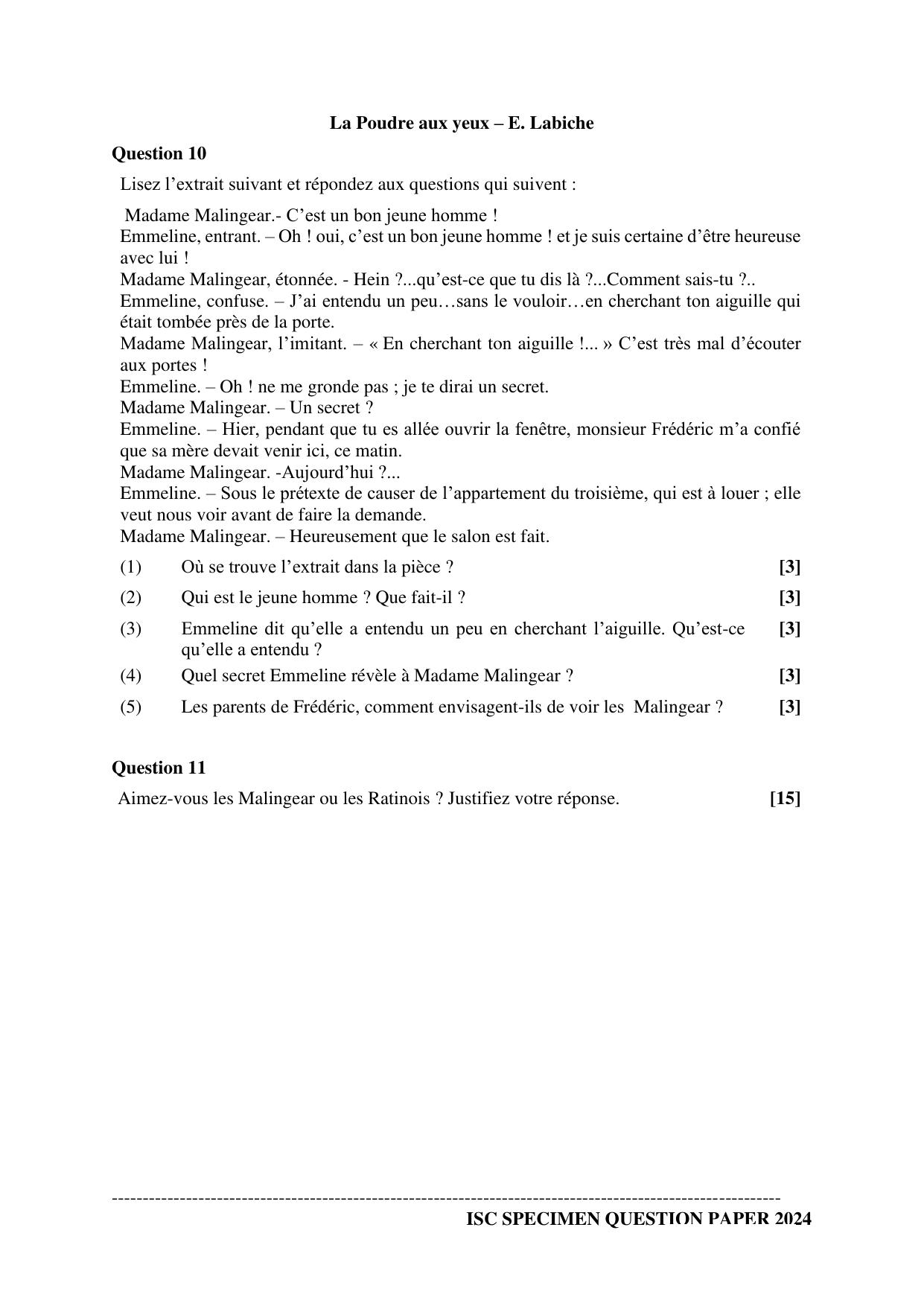 ISC Class 12 2024 FRENCH Sample Paper - Page 5