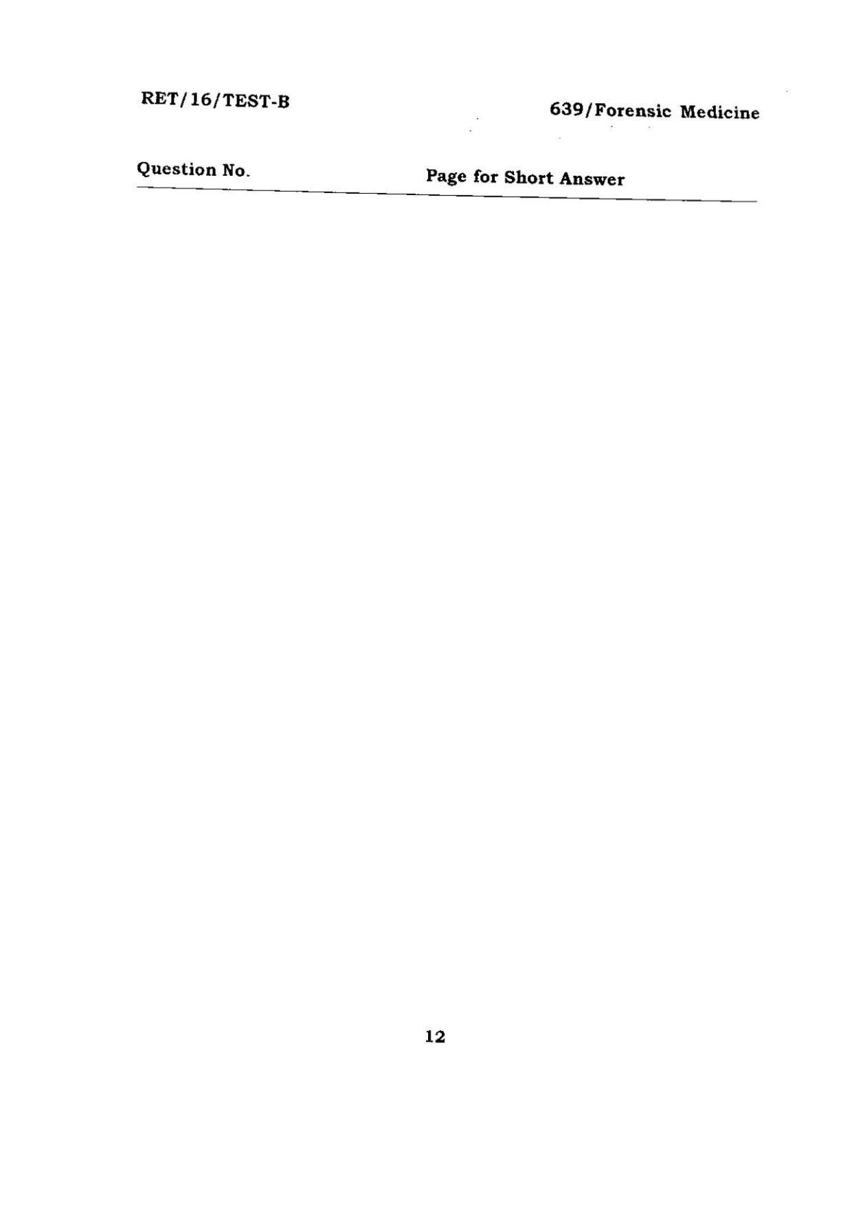 BHU RET FORENSIC MEDICINE 2016 Question Paper - Page 12