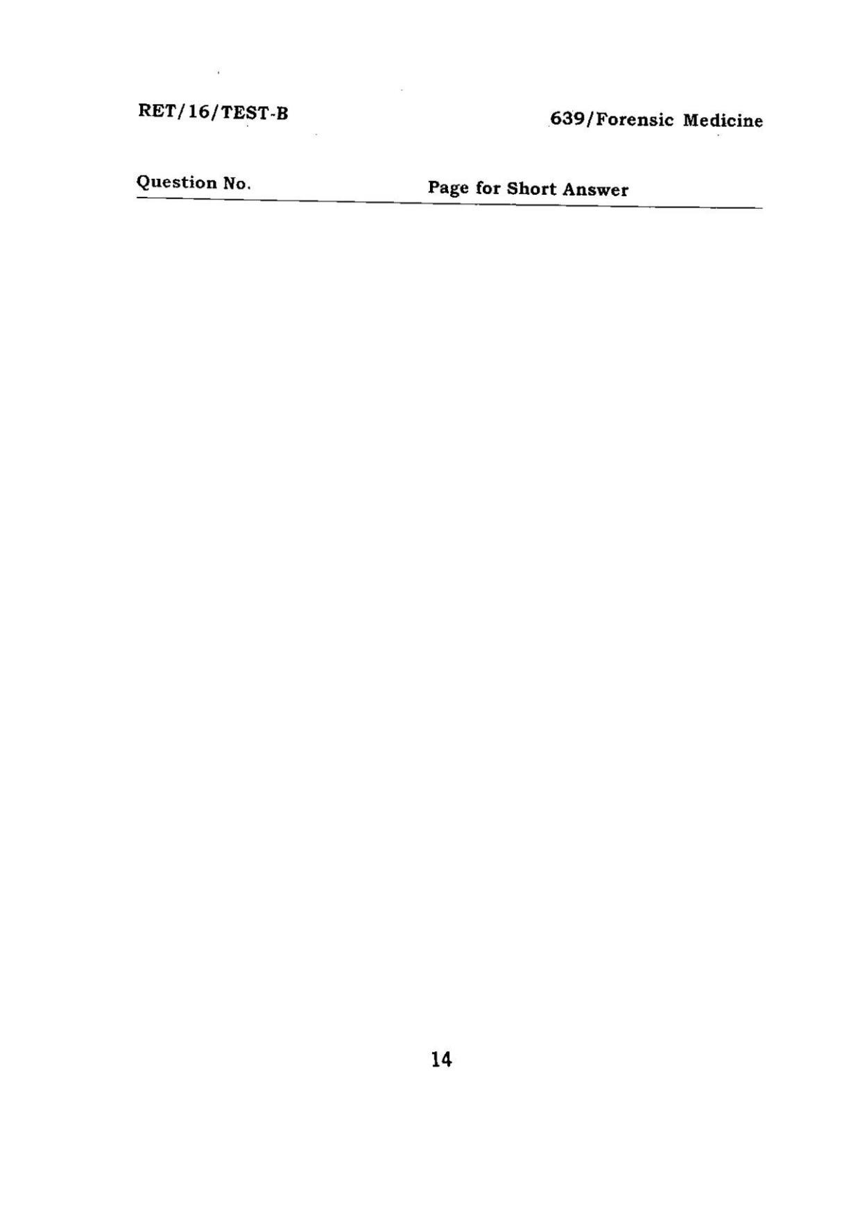 BHU RET FORENSIC MEDICINE 2016 Question Paper - Page 14
