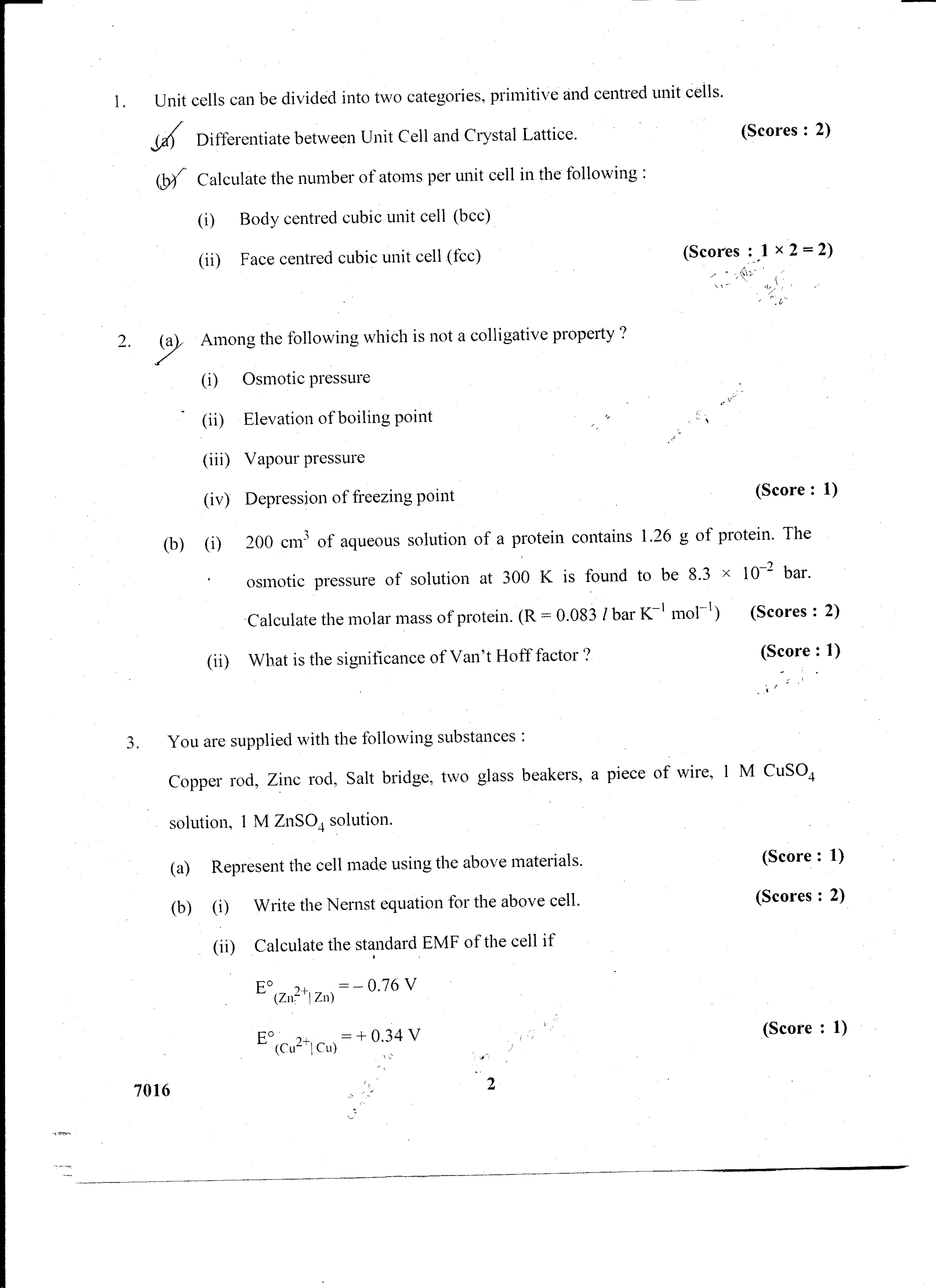 Kerala Plus Two 2015 Chemistry Question paper - Page 2