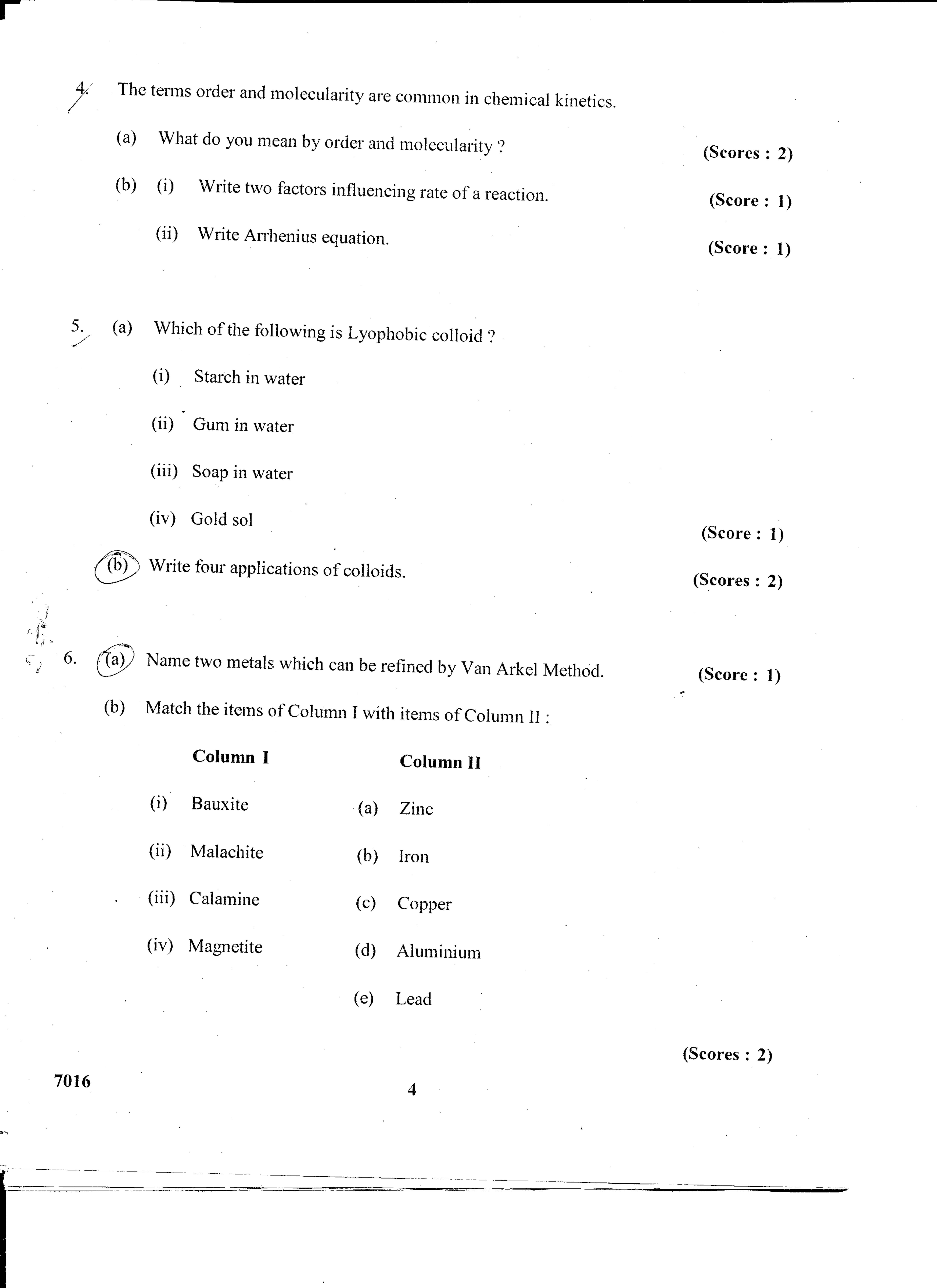 Kerala Plus Two 2015 Chemistry Question paper - Page 4