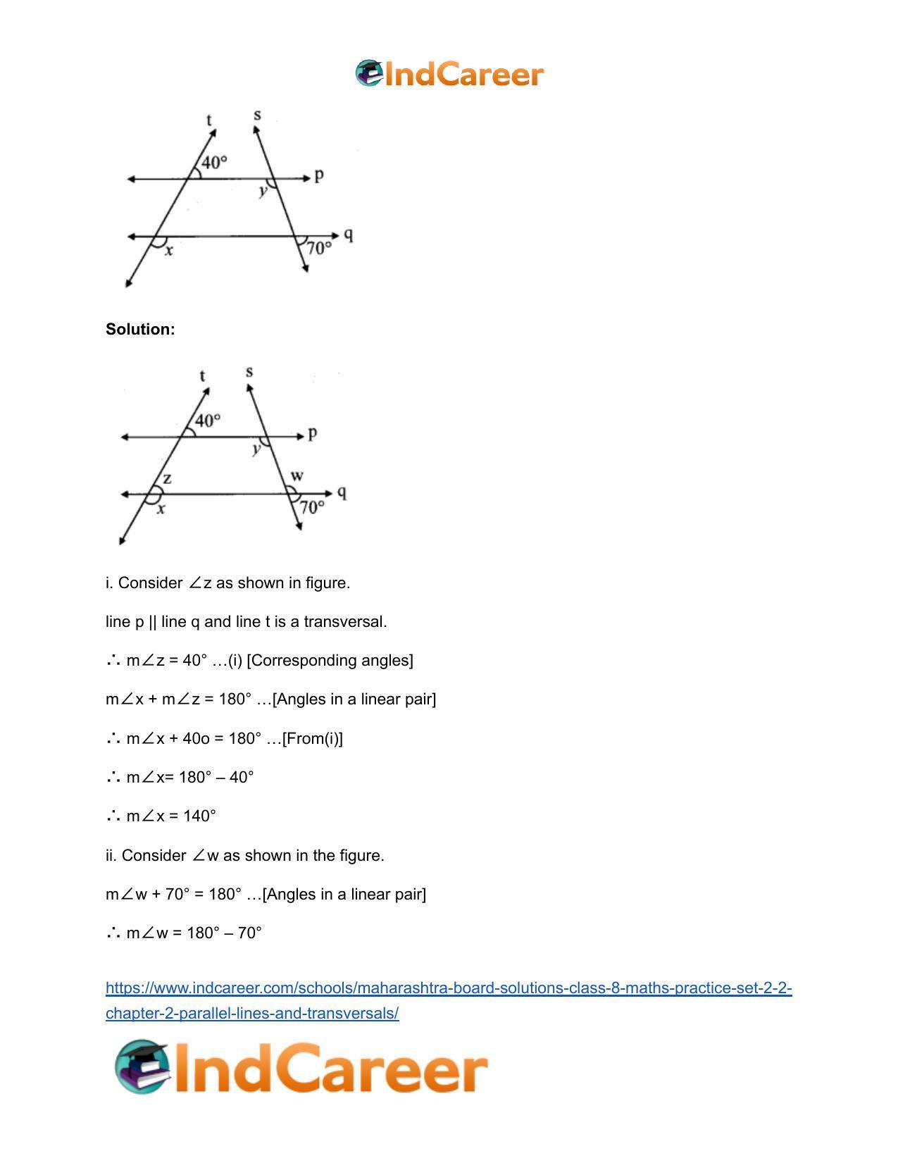 Maharashtra Board Solutions Class 8-Maths (Practice Set 2.2): Chapter 2- Parallel Lines and Transversals - Page 5