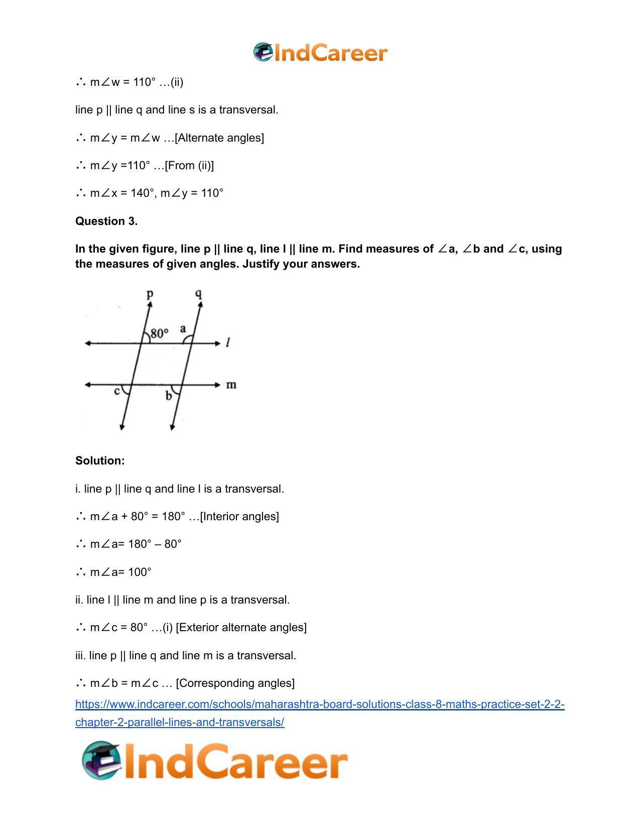 Maharashtra Board Solutions Class 8-Maths (Practice Set 2.2): Chapter 2- Parallel Lines and Transversals - Page 6