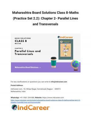 Maharashtra Board Solutions Class 8-Maths (Practice Set 2.2): Chapter 2- Parallel Lines and Transversals