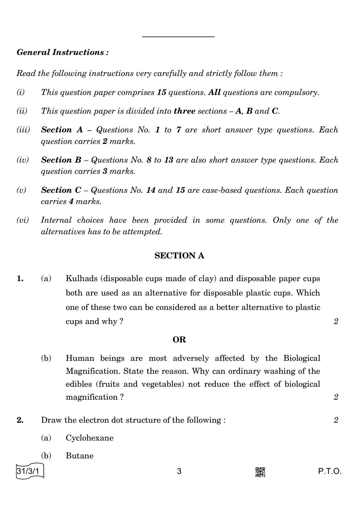 CBSE Class 10 31-3-1 Science 2022 Question Paper - Page 3